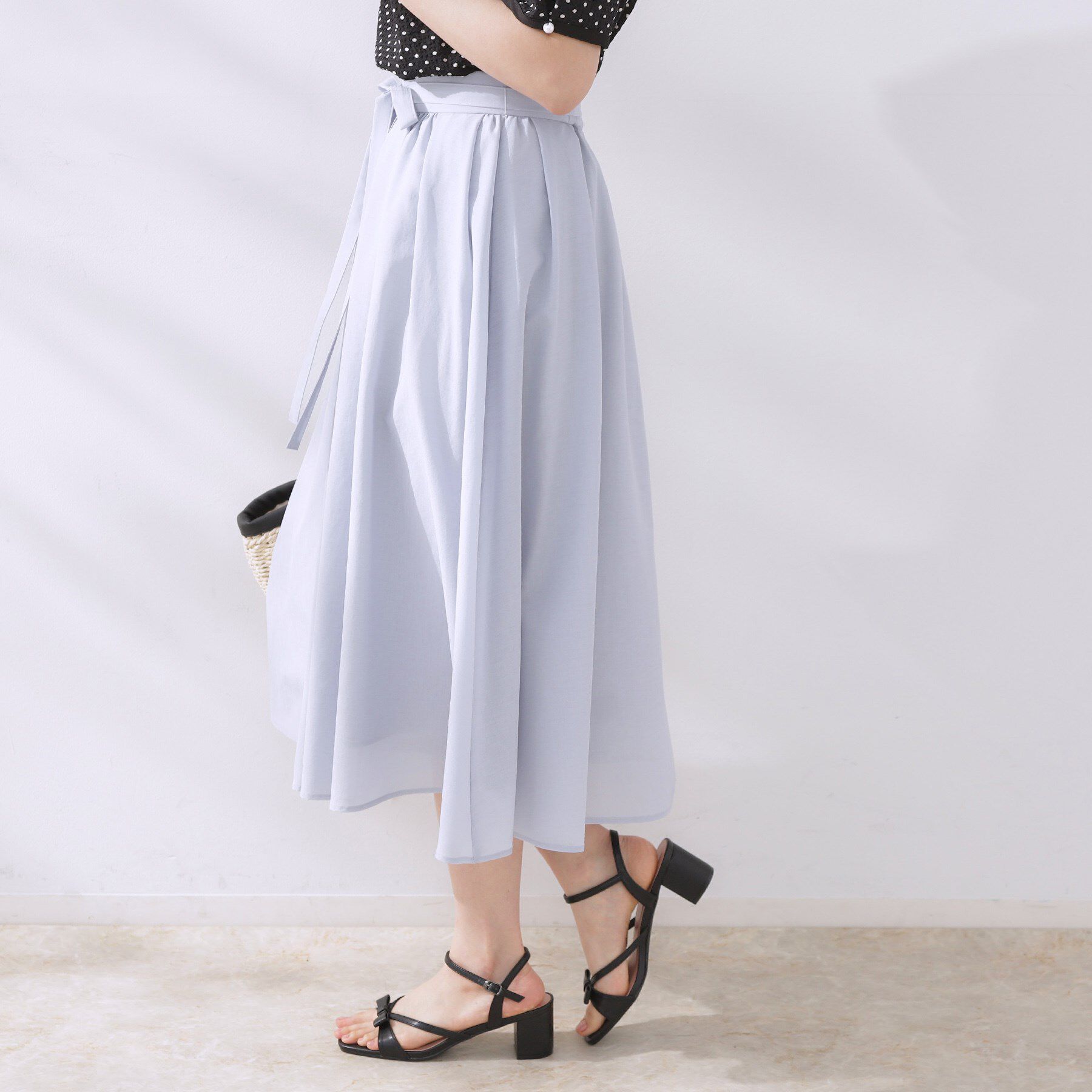 Couture broach「【きれいめ・通勤】細リボン付きパレットボイルスカート」|スカート|