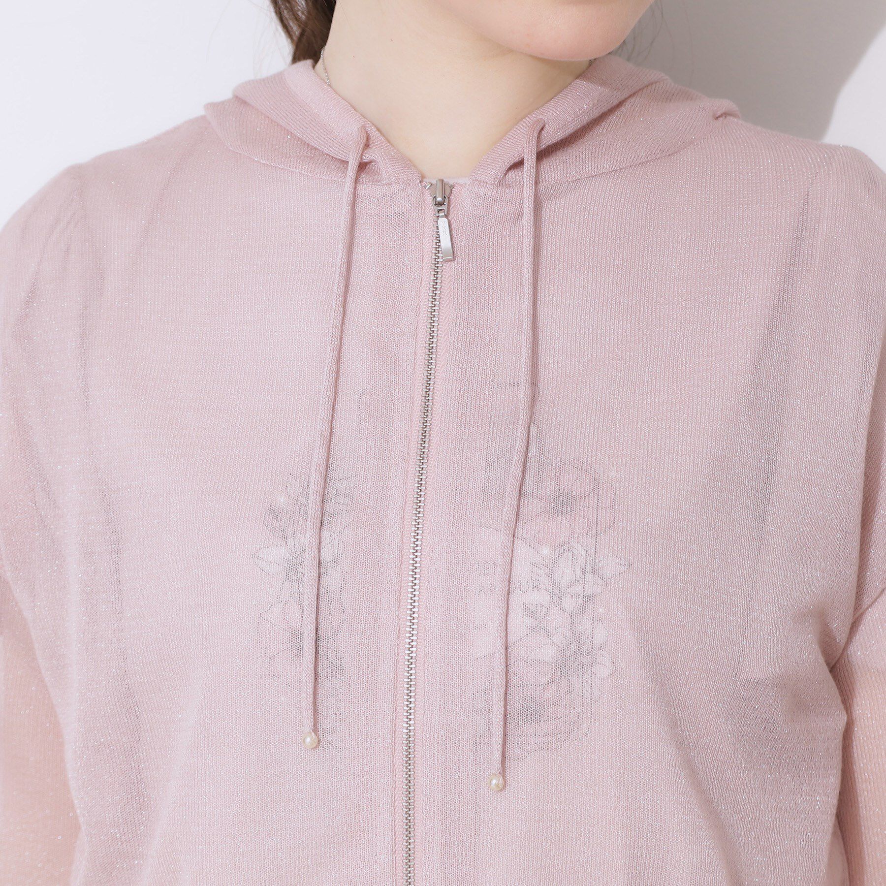 Couture broach「【上品な透け感・大人カジュアル】シアージップアップフーディー」|パーカー|