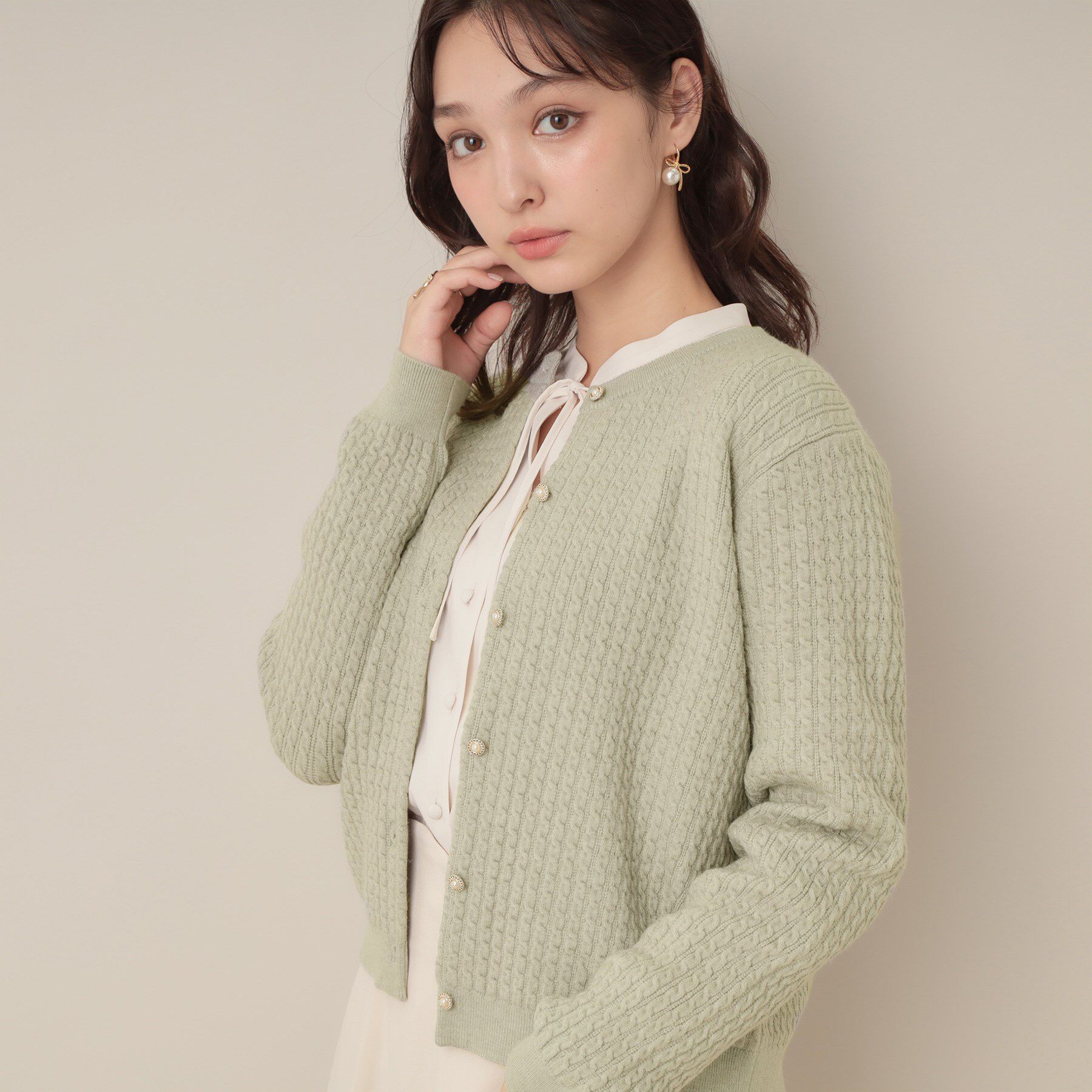 Couture broach「【大人可愛い・きれいめ・通勤】ケーブルカーディガン」|カーディガン|