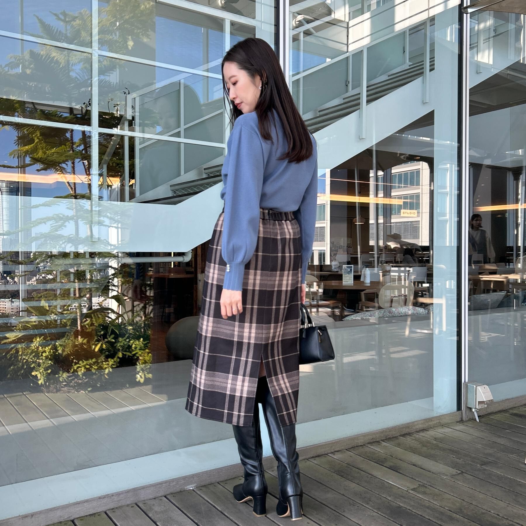 Couture broach「【洗える/微起毛】Iライン チェックスカート」|スカート|