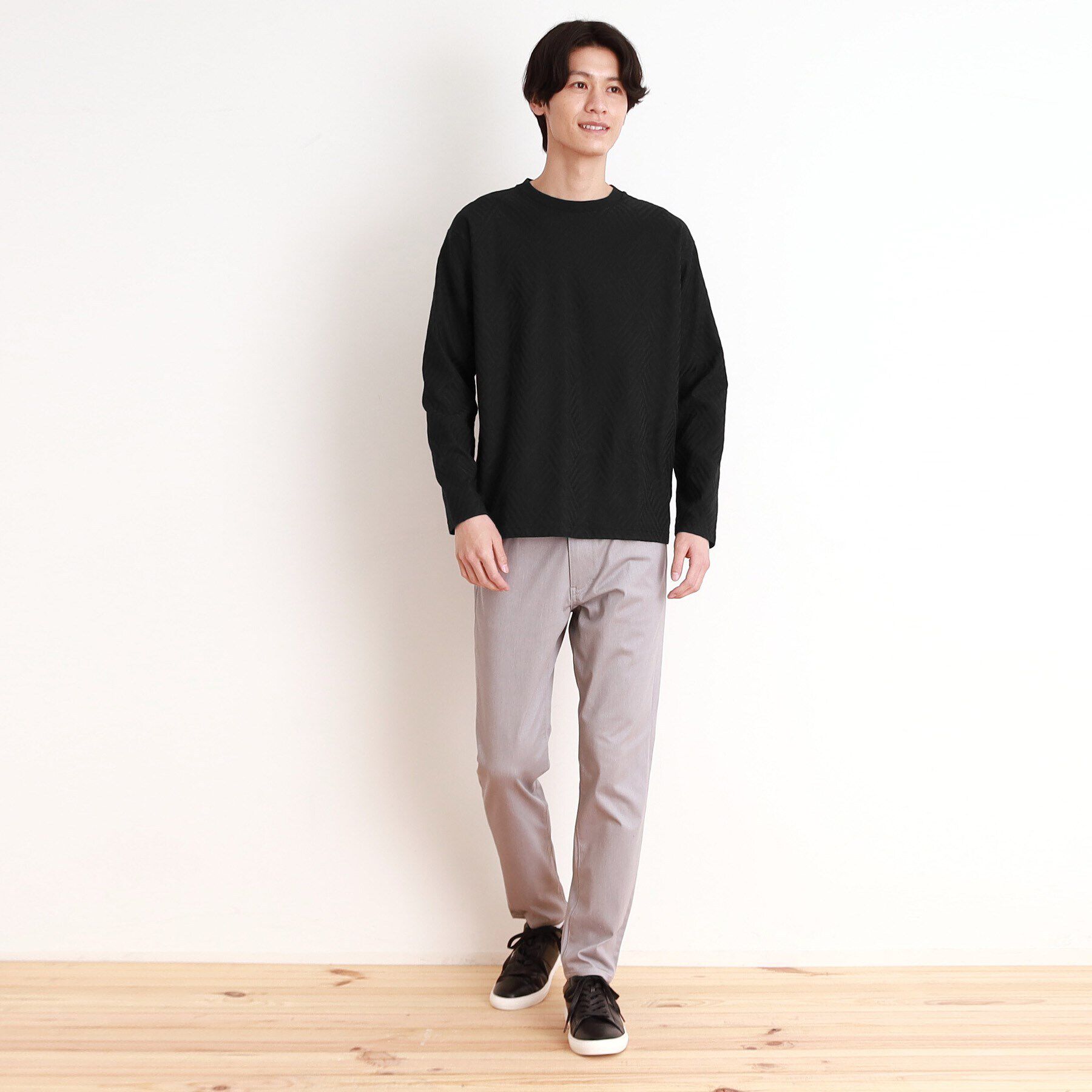 THE SHOP TK「リンクスジャカード長袖Tシャツ ON／OFF兼用」|Tシャツ・カットソー|