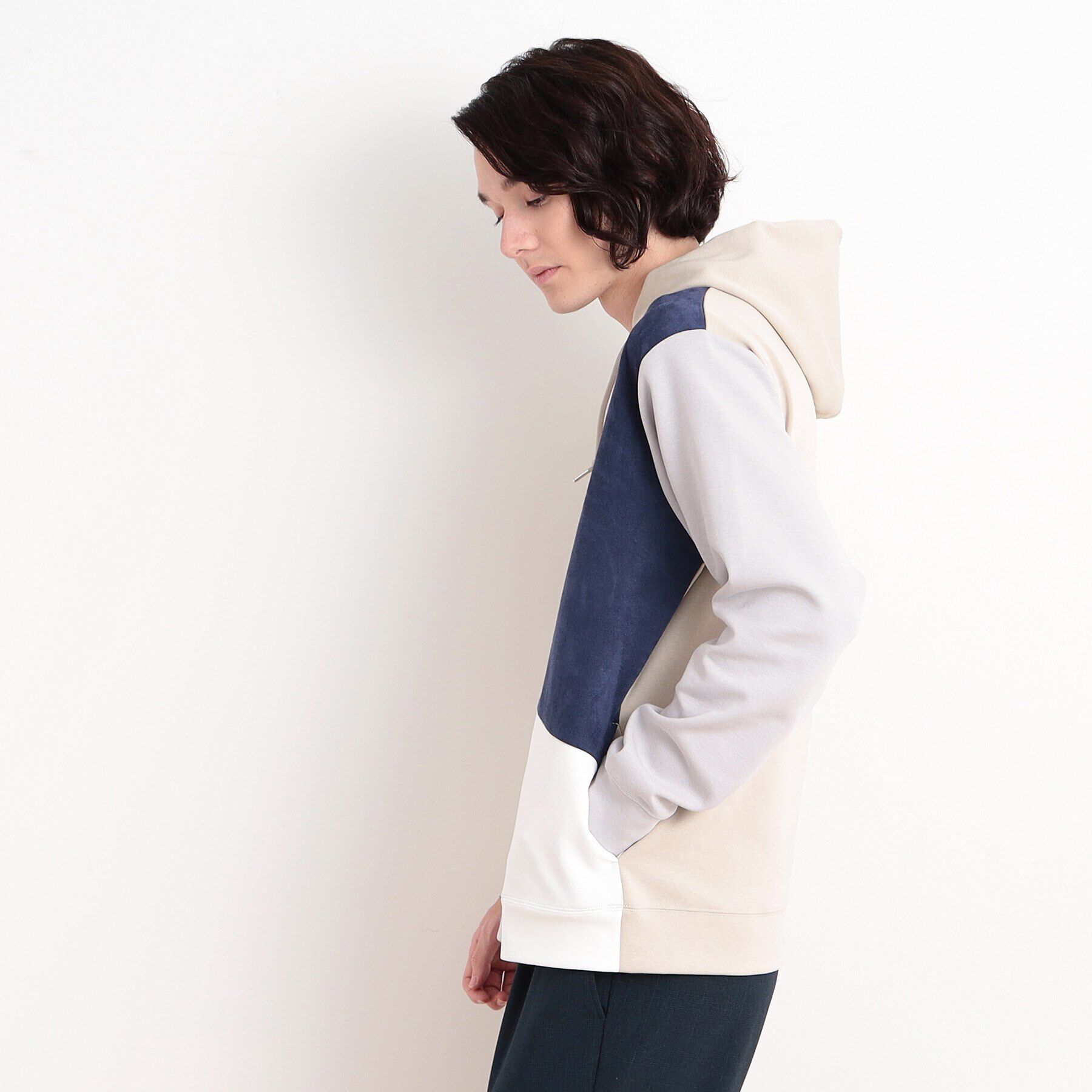 THE SHOP TK「異素材ブロッキングダンボールパーカ」|パーカー|