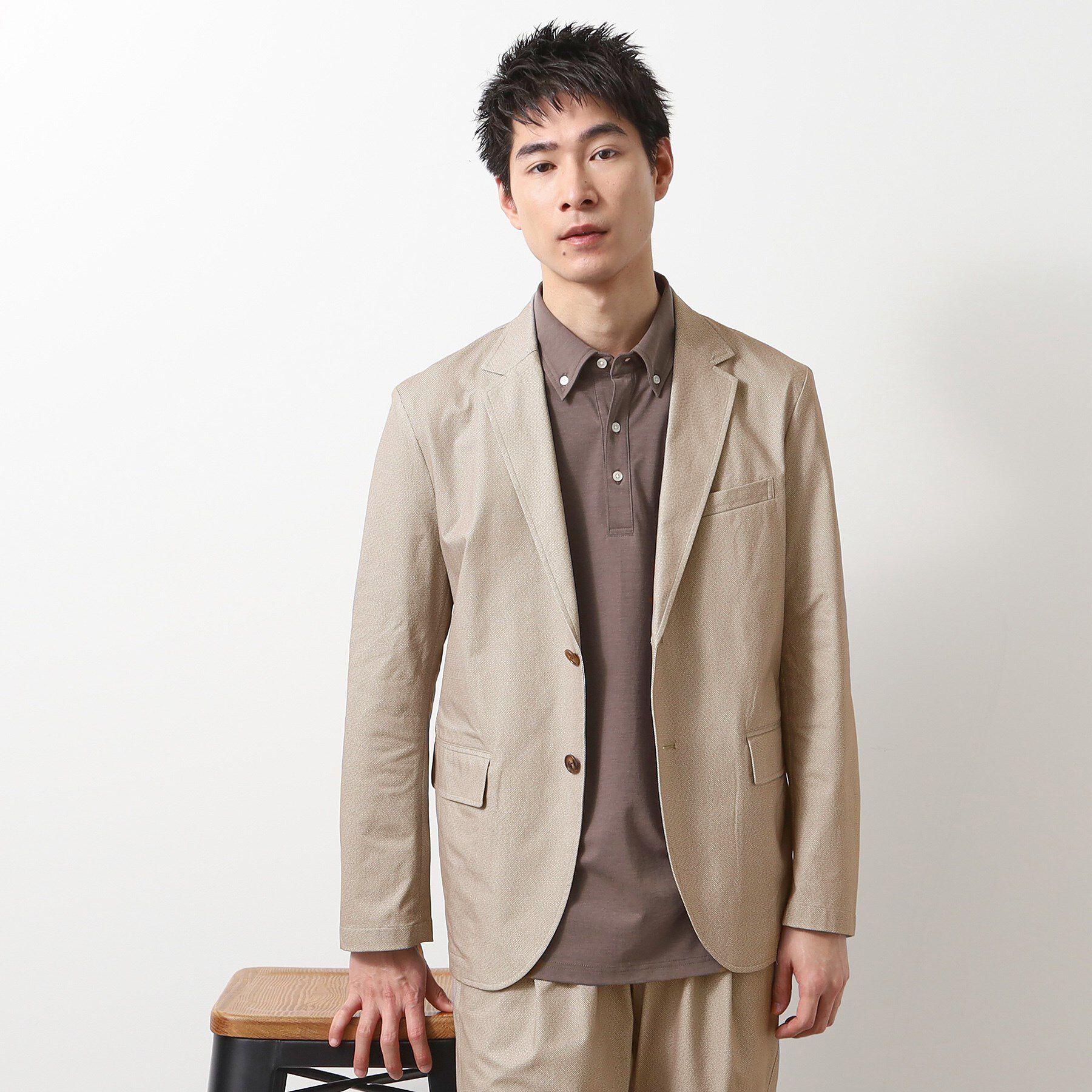 THE SHOP TK「スマートムーブメッシュジャケット【セットアップ可/洗濯機OK】」|テーラードジャケット|ベージュ(052)