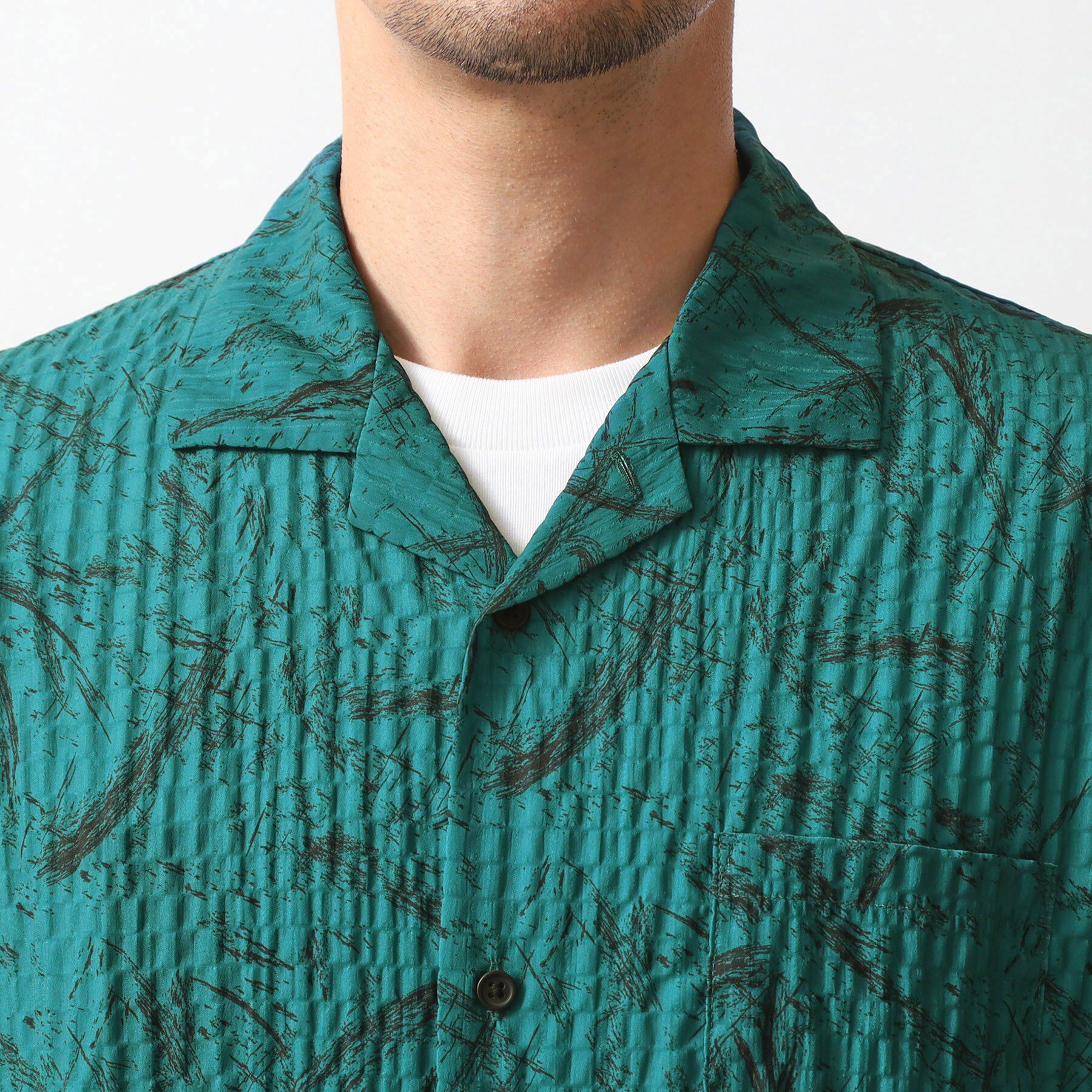 THE SHOP TK「総柄サッカー半袖シャツ マシンウォッシャブル」|シャツ・ブラウス|