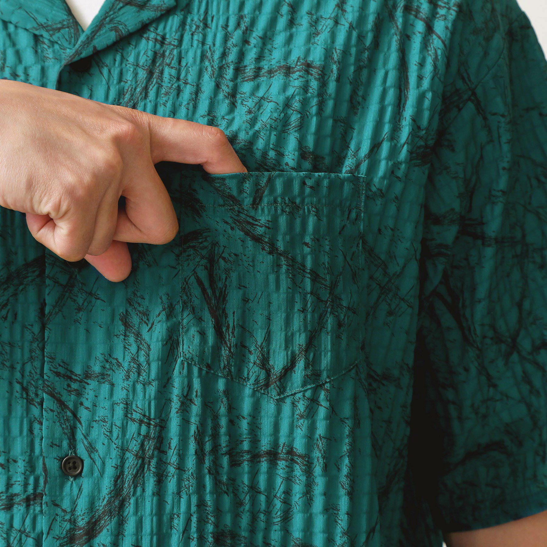 THE SHOP TK「総柄サッカー半袖シャツ マシンウォッシャブル」|シャツ・ブラウス|