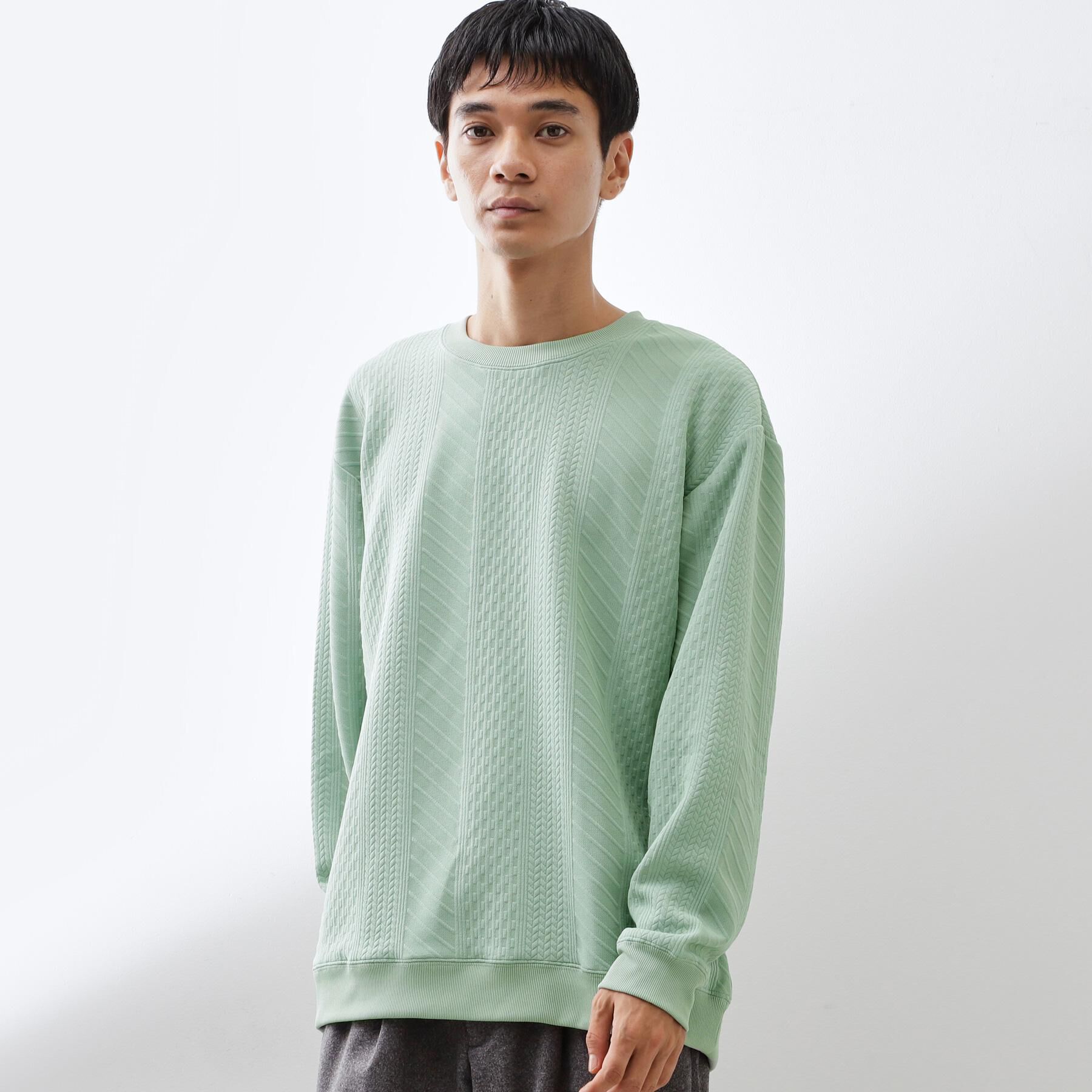 THE SHOP TK「【無地に飽きた方へ】ふくれジャカードスウェット　洗濯機OK/6色展開/ユニセックスでおすすめ！」|パーカー|ミントグリーン(02