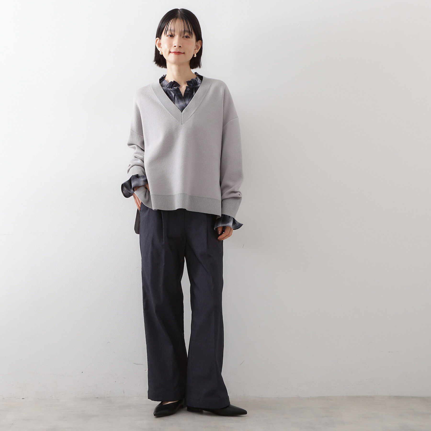 THE SHOP TK「【体型カバー】ゆったり サイドスリットニット」|ニット・セーター|