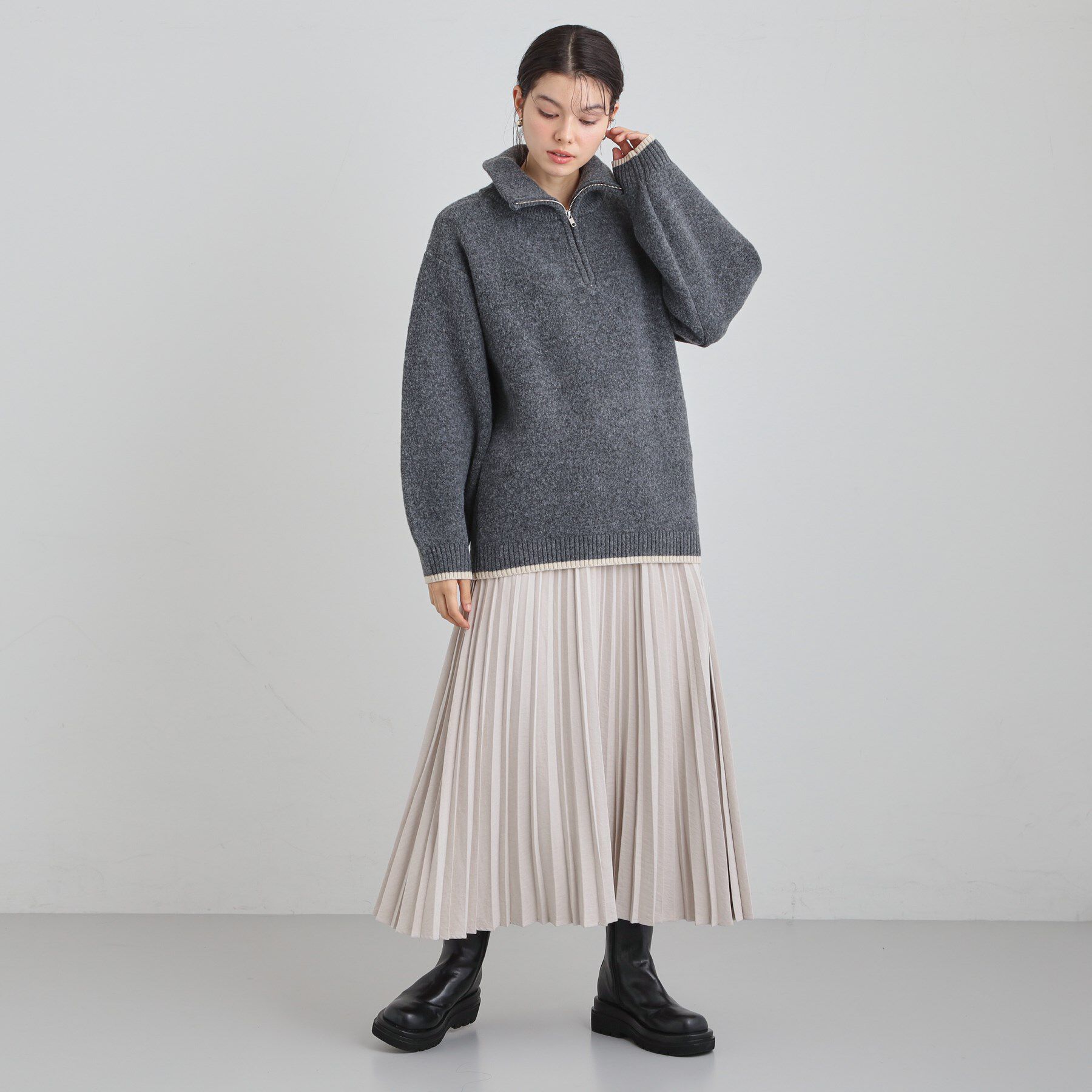 THE SHOP TK「【洗える】ほど良くラフで女性らしい ハーフZIPニット」|ニット・セーター|