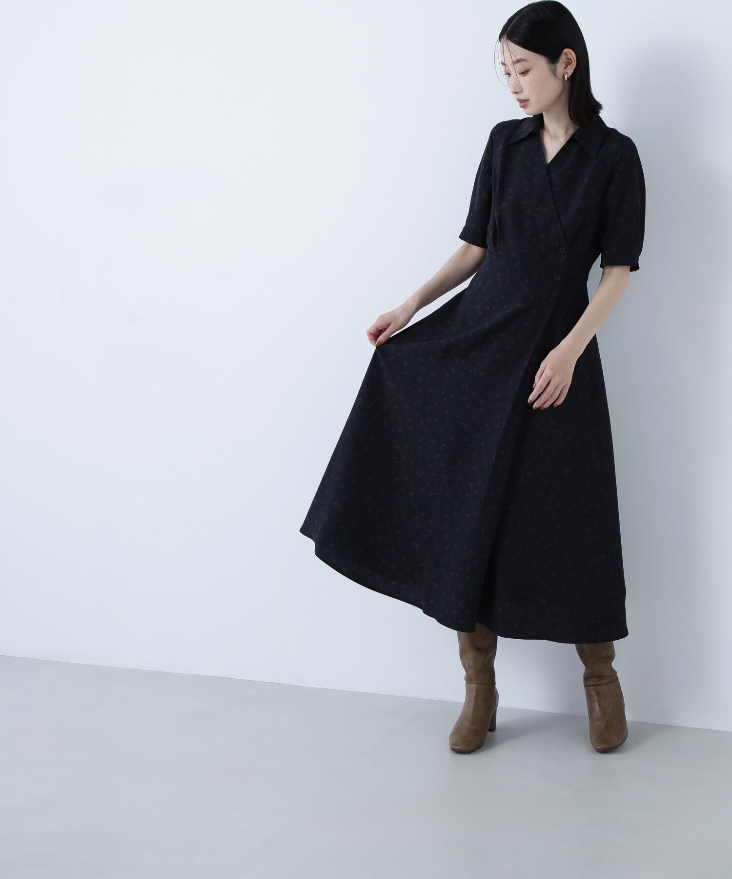  「スキッパープリントワンピース」|ワンピース|