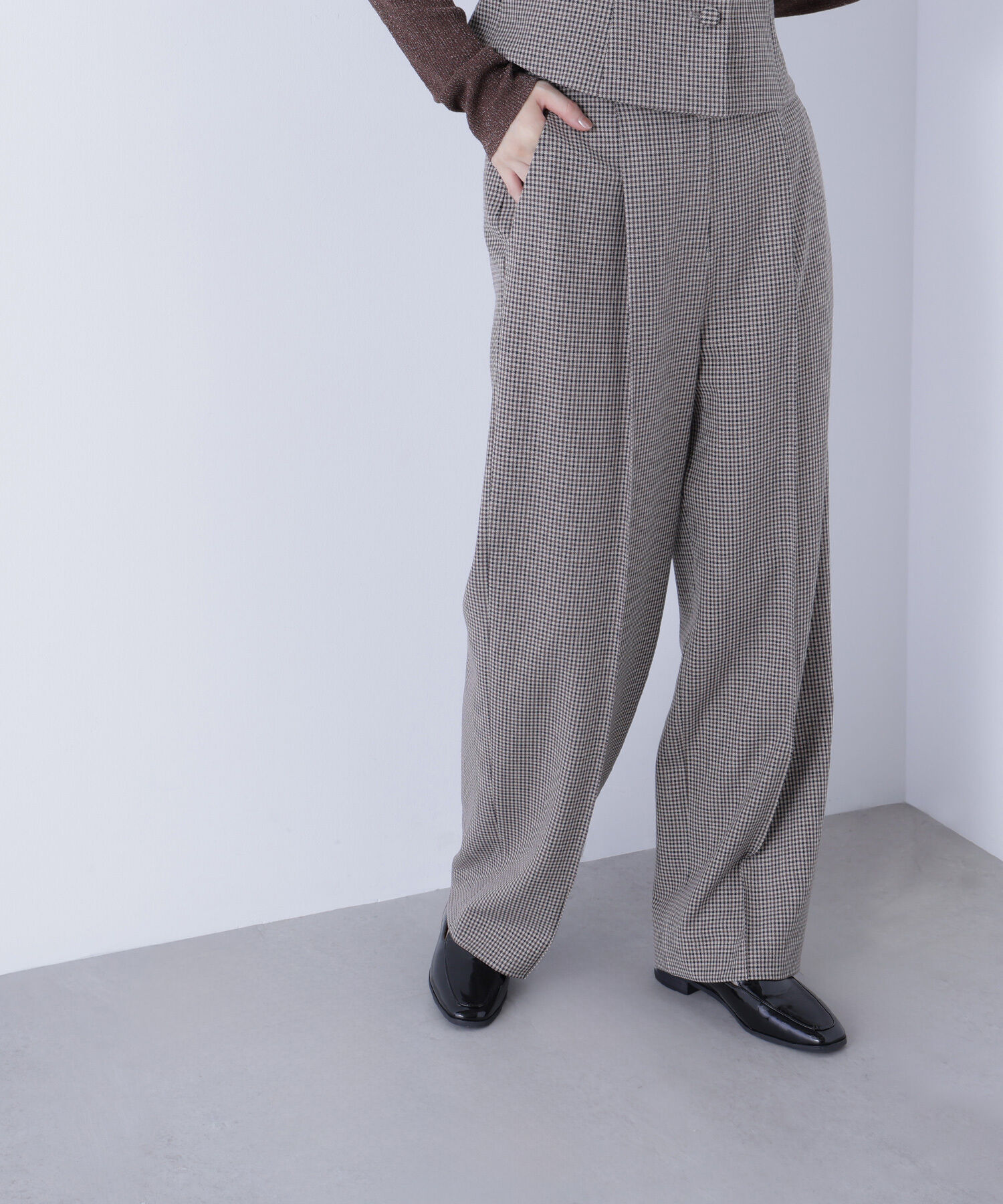  「コンパクトベスト セットアップ ワイドストレートパンツ」|その他|ベージュチェ 2