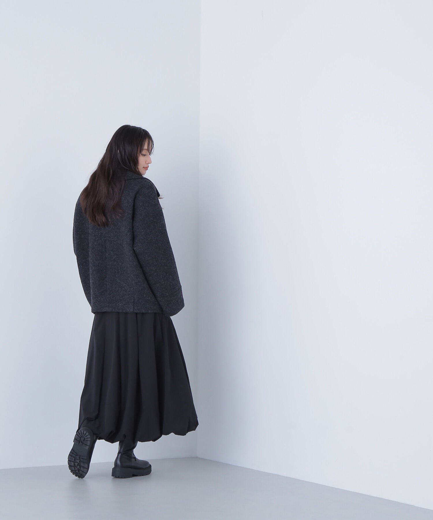  「ウーリーフォルムハーフコート」|ブルゾン・スタジャン|