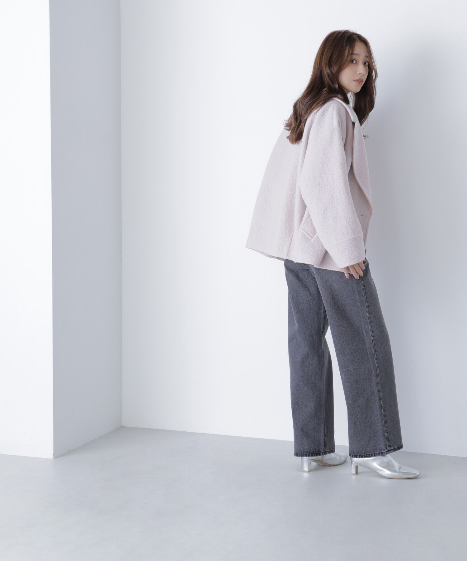  「ウーリーフォルムハーフコート」|ブルゾン・スタジャン|