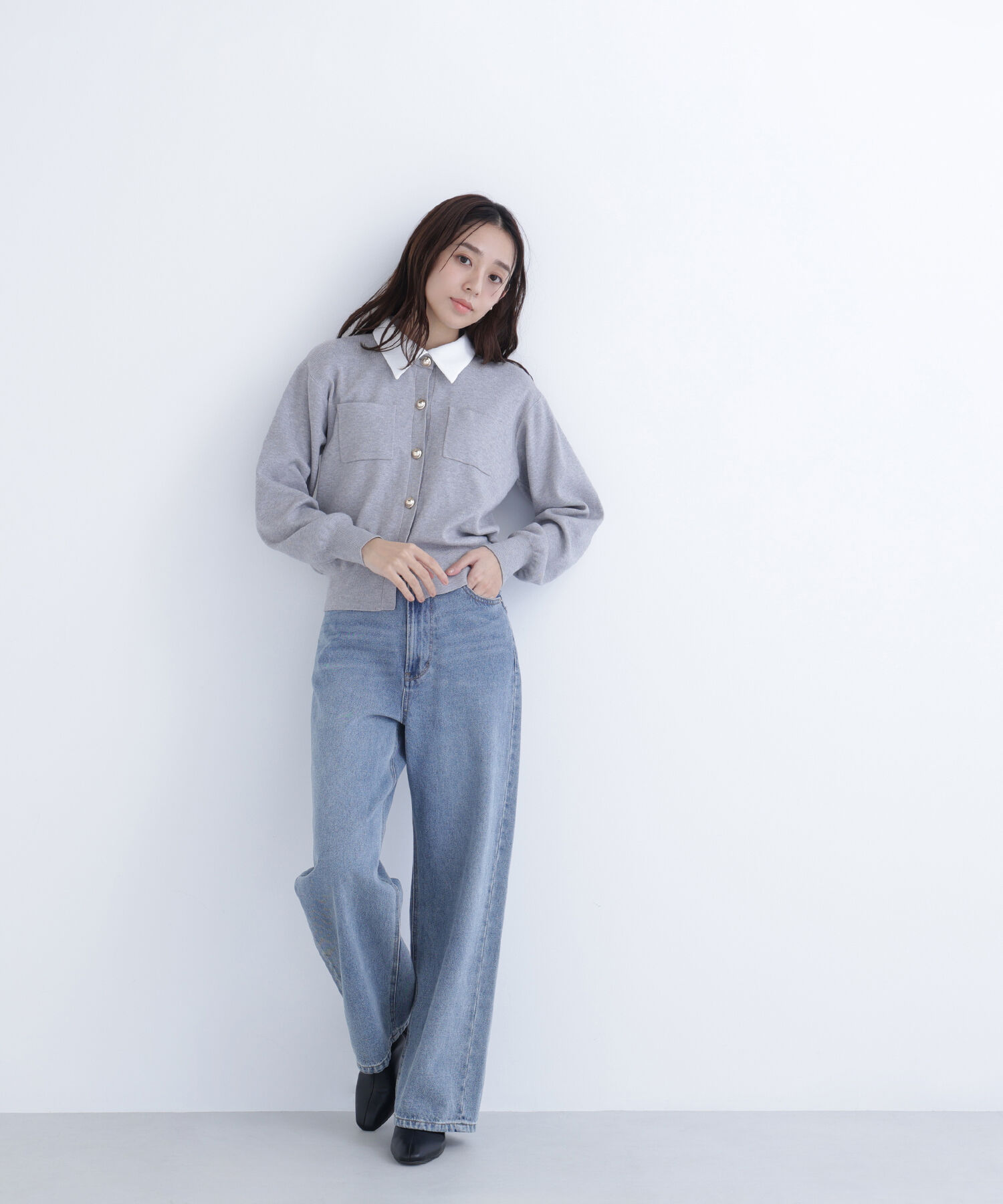  「2wayカラーニットジャケット」|ニット・セーター|