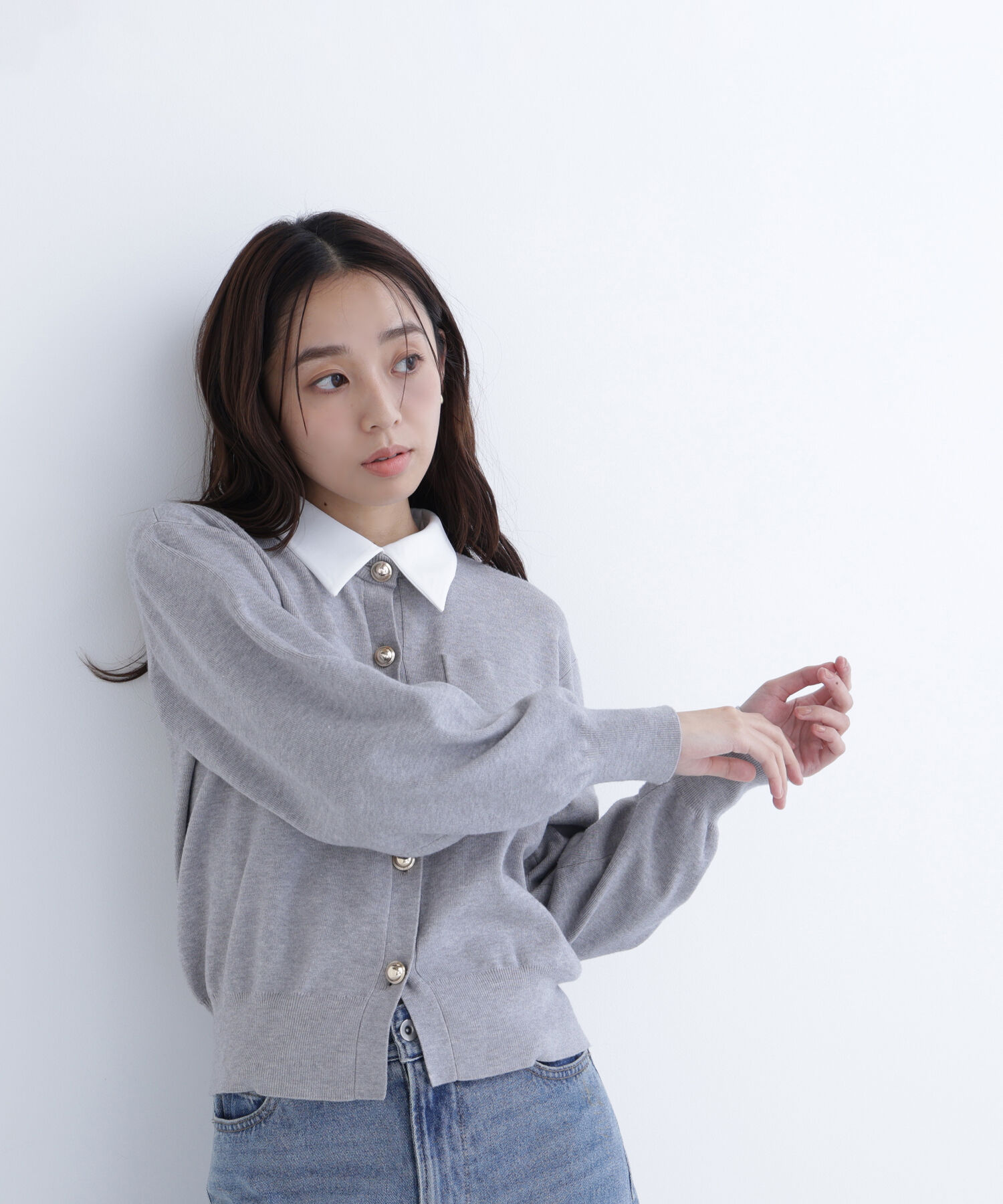  「2wayカラーニットジャケット」|ニット・セーター|