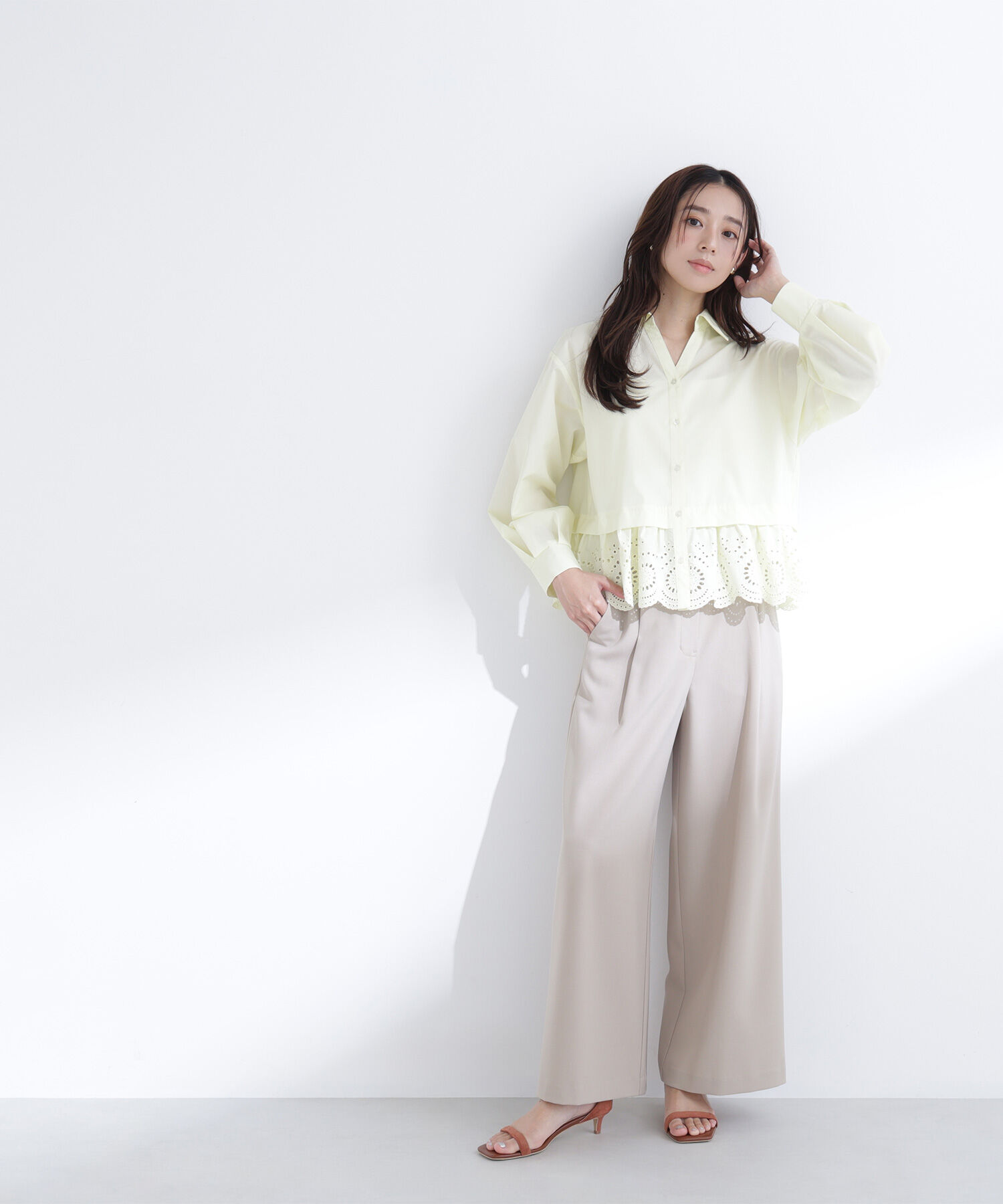  「ベルテッドタックワイドパンツ」|その他|