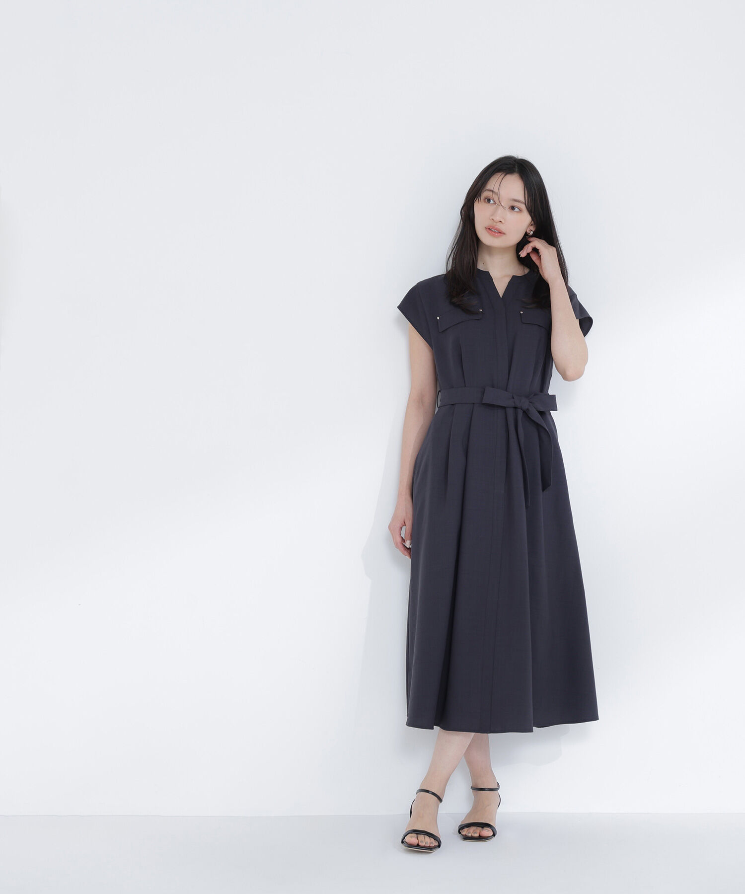  「スキッパーポケットシャツワンピース」|ワンピース|