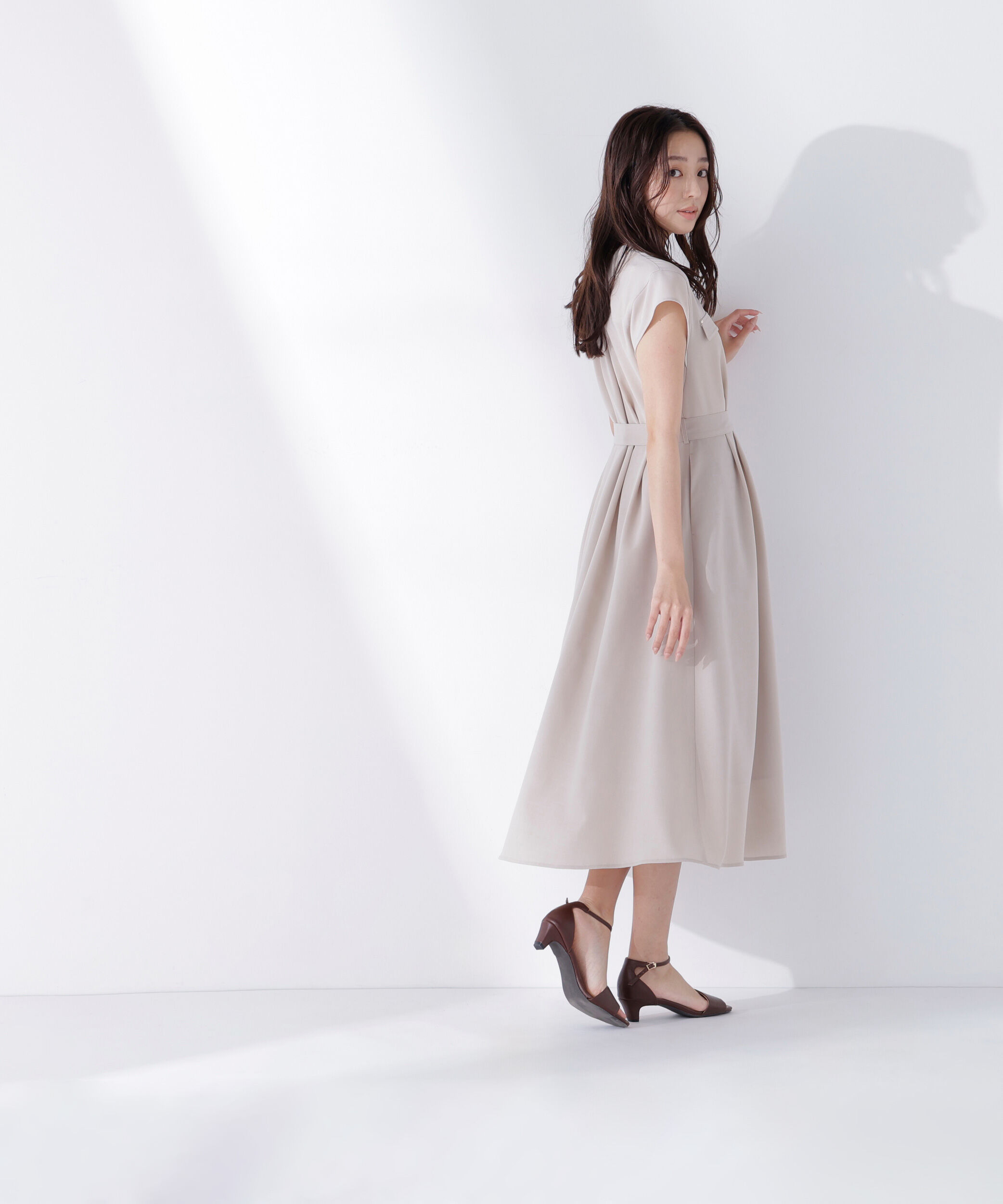  「スキッパーポケットシャツワンピース」|ワンピース|