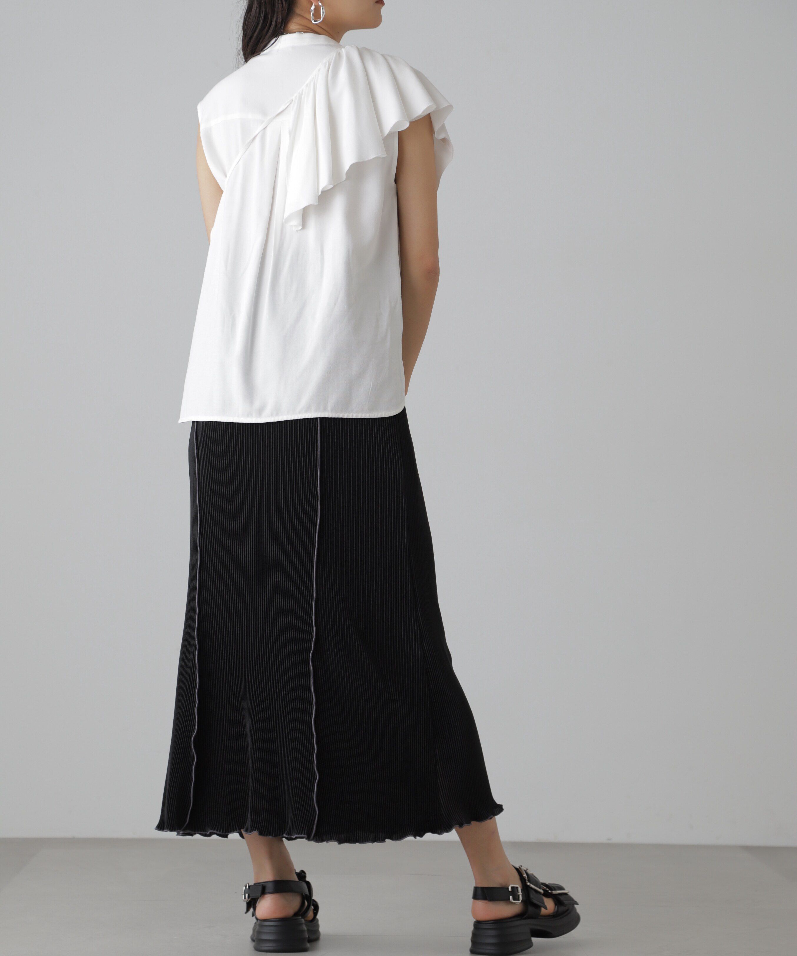  「配色メローカットソープリーツスカート」|スカート|