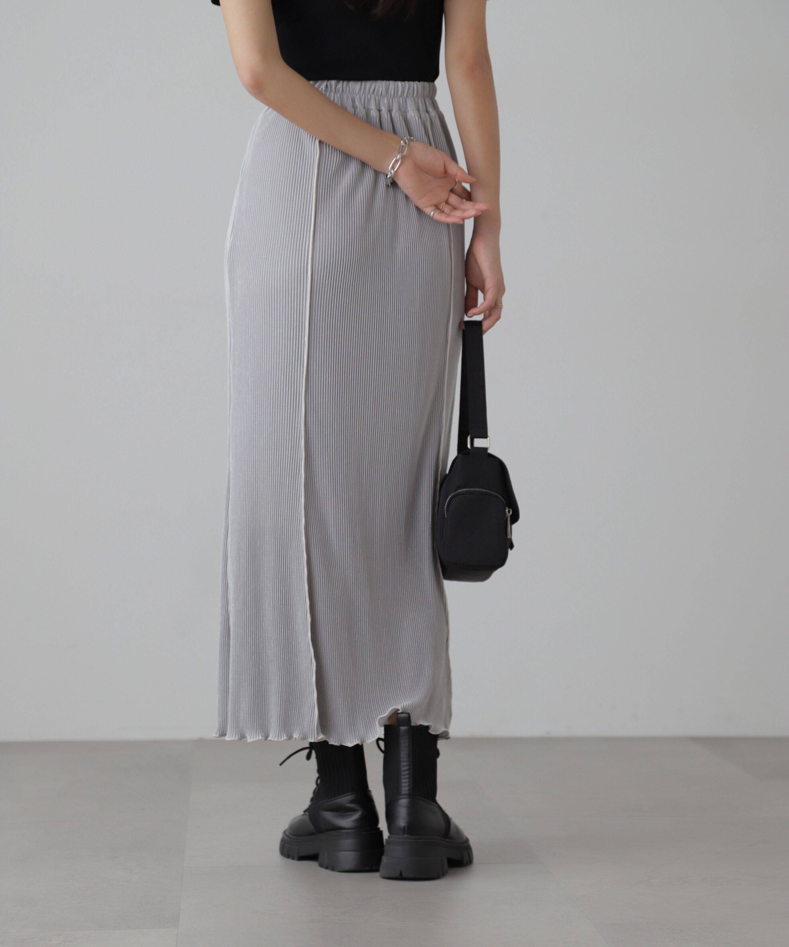  「配色メローカットソープリーツスカート」|スカート|