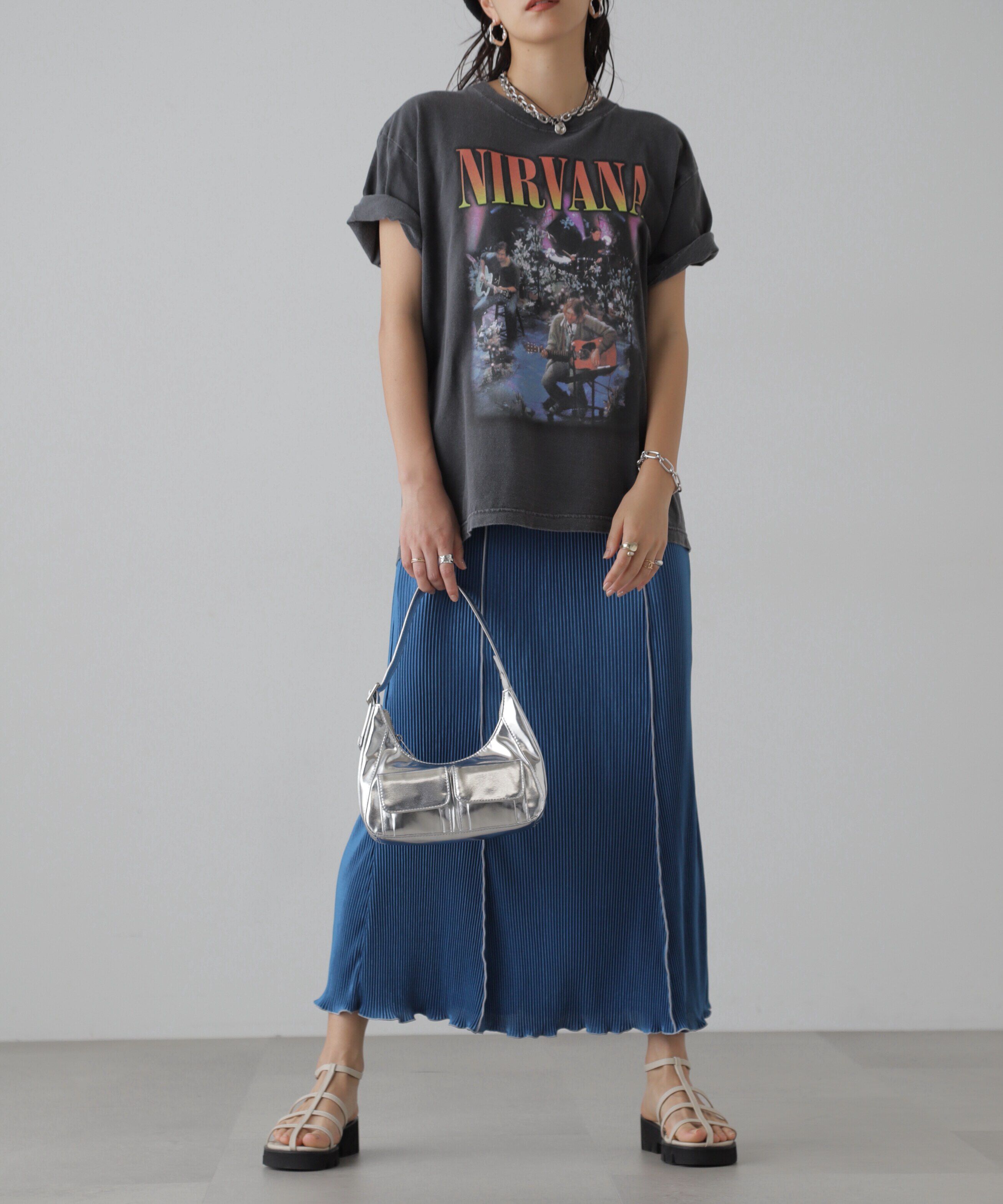  「配色メローカットソープリーツスカート」|スカート|