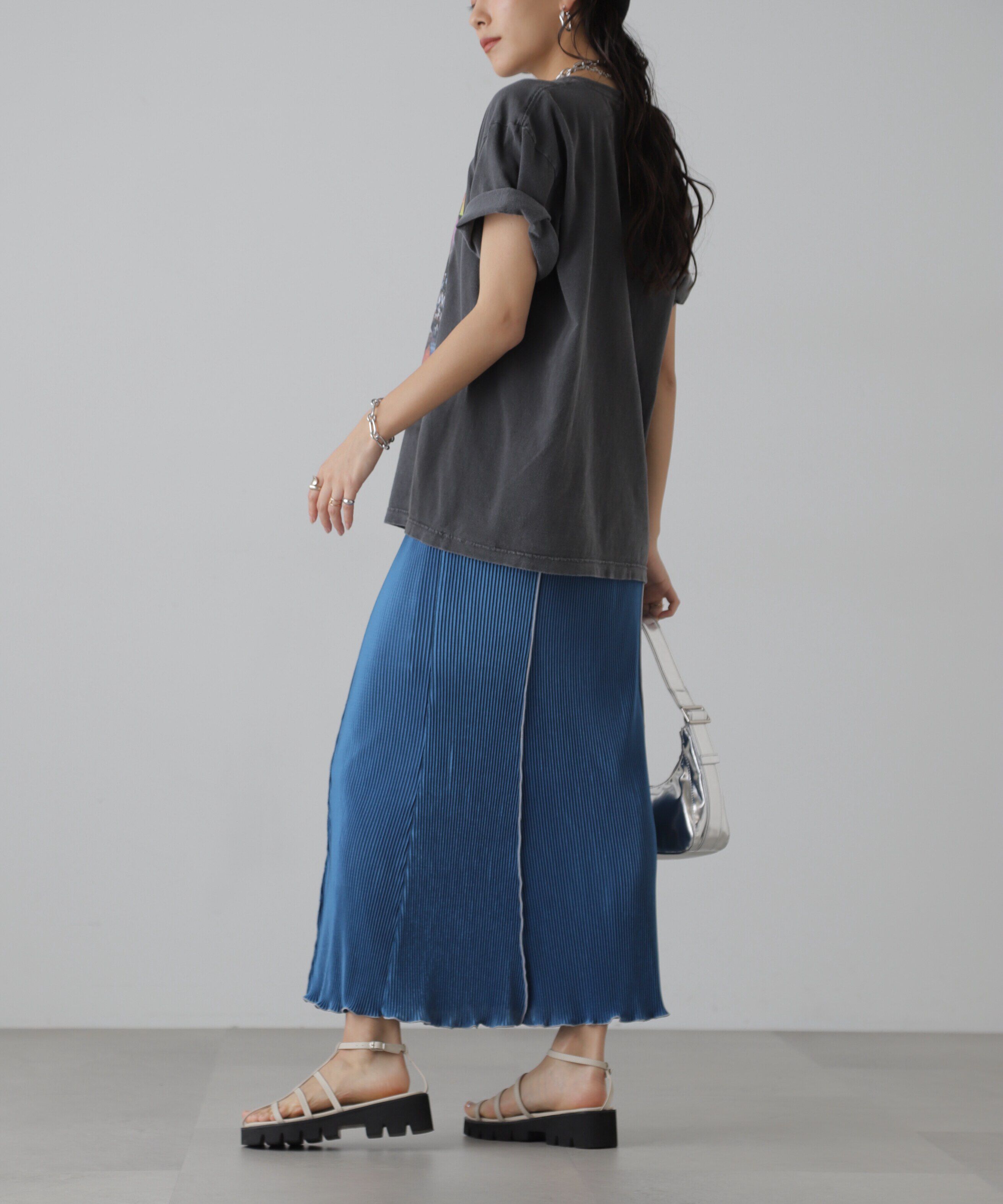  「配色メローカットソープリーツスカート」|スカート|