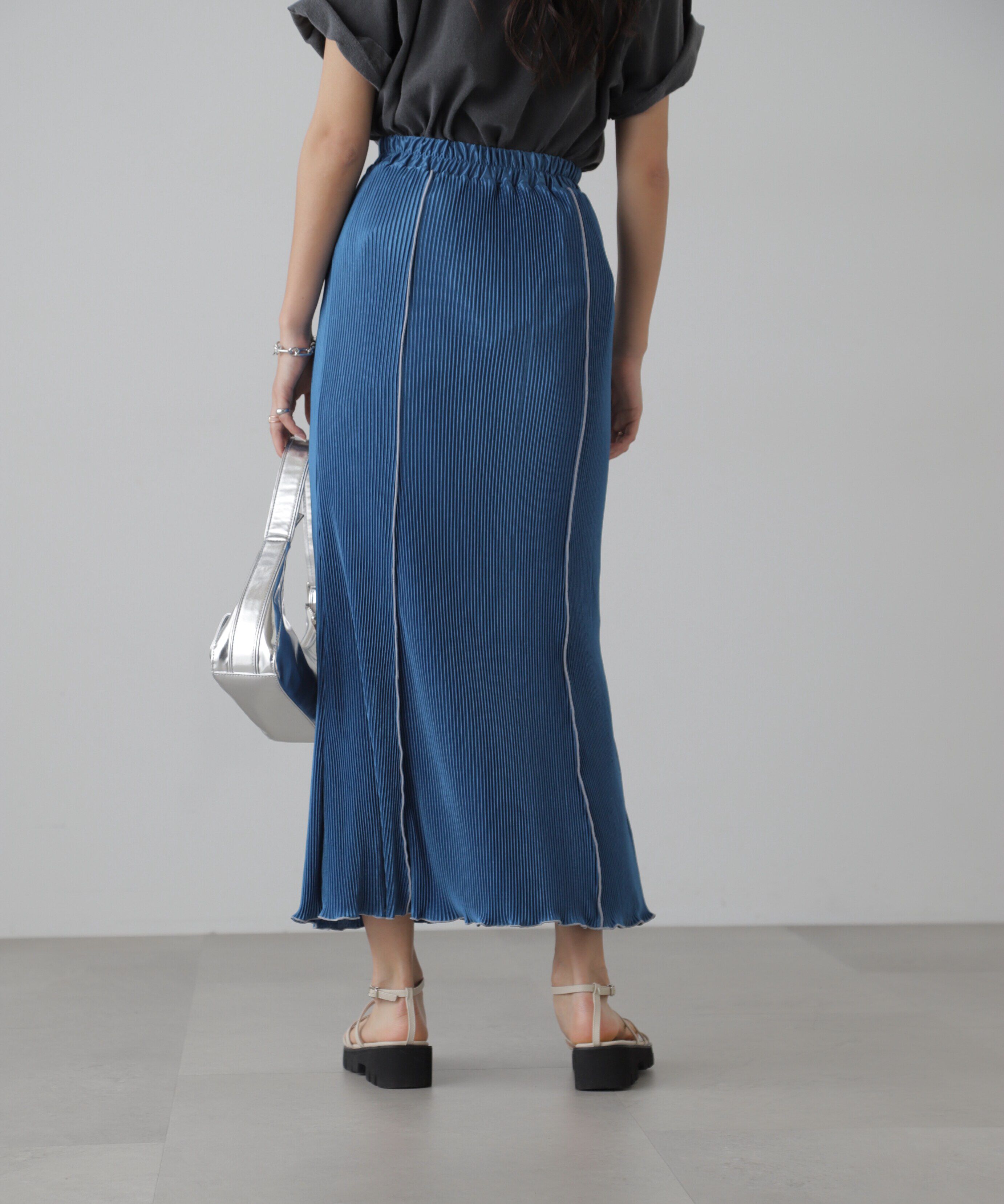  「配色メローカットソープリーツスカート」|スカート|