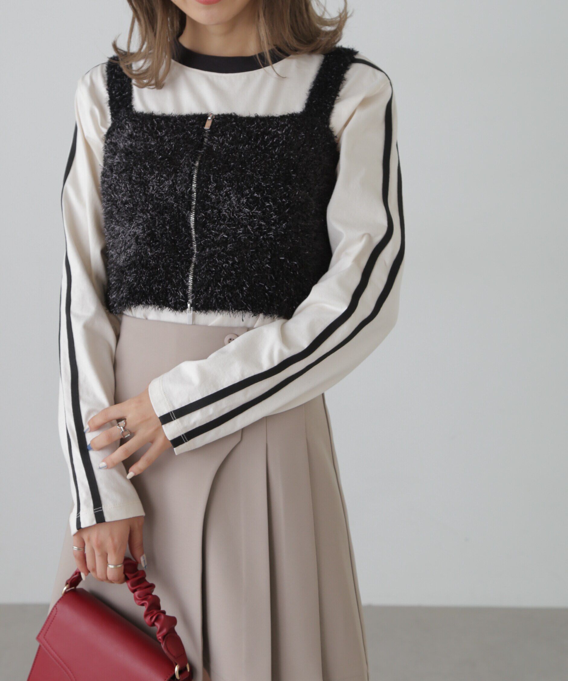  「シャギーラメニットビスチェ」|ニット・セーター|ブラック