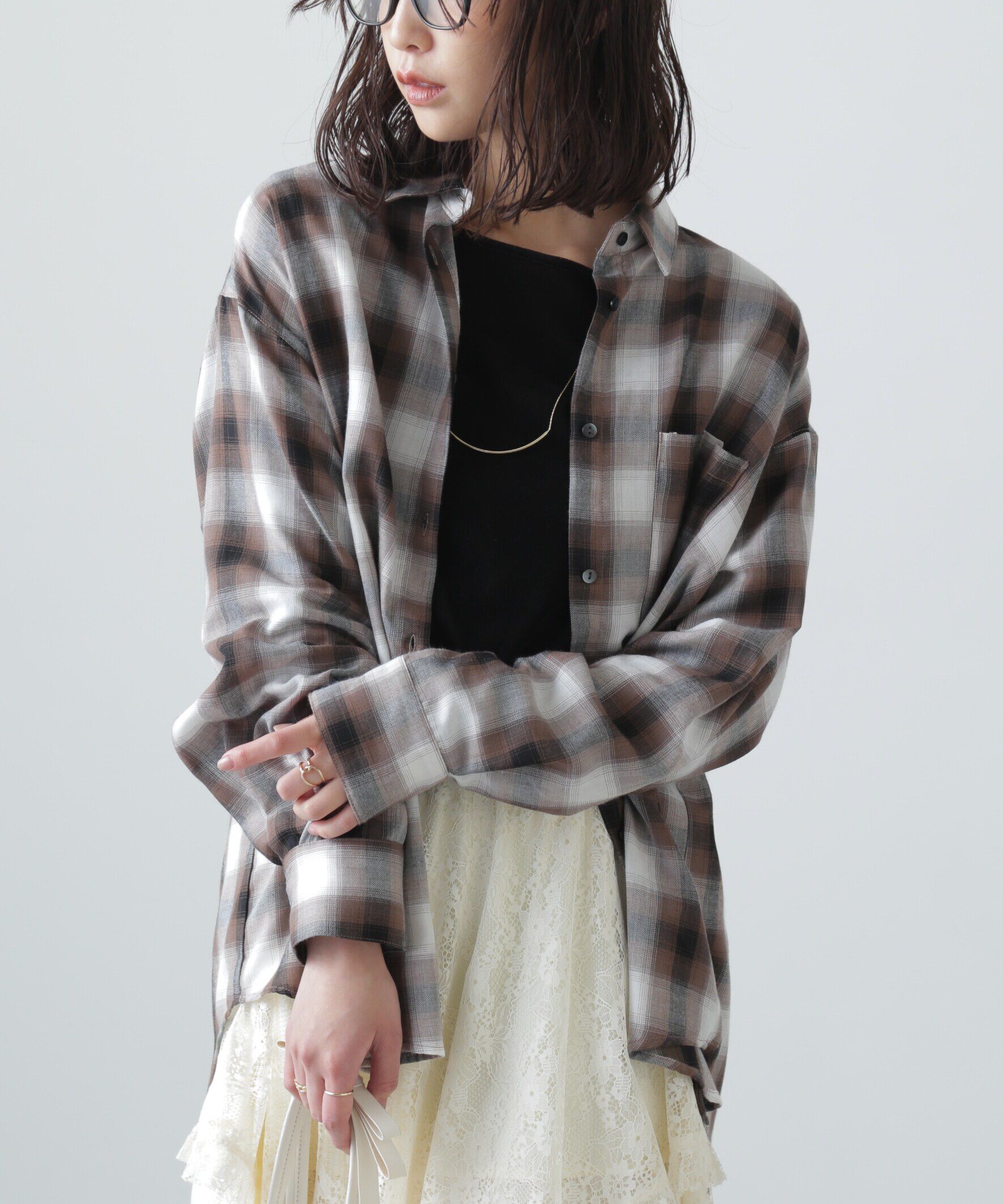  「オンブレチェックビッグシャツ」|シャツ・ブラウス|ブラウンベー 1