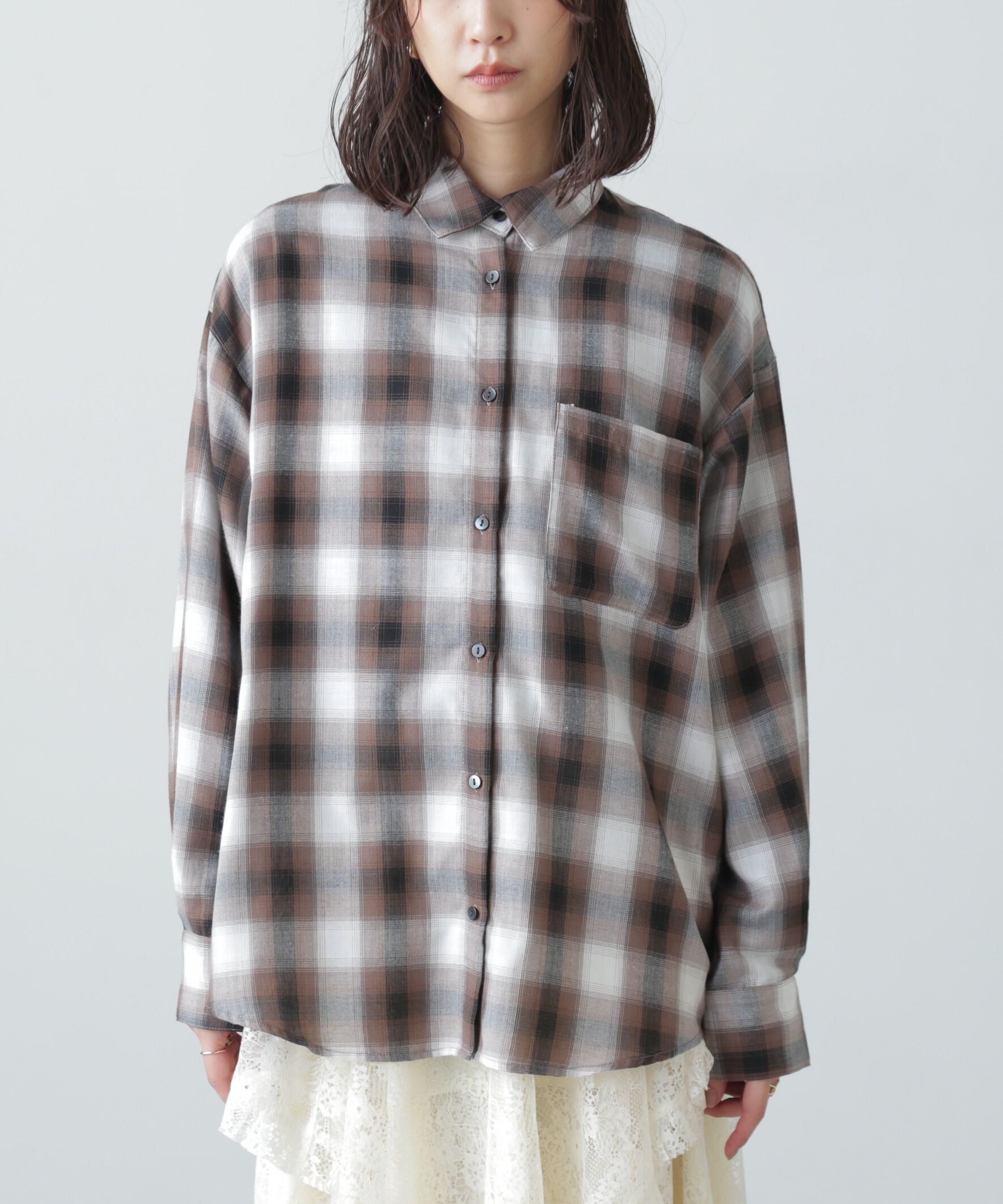  「オンブレチェックビッグシャツ」|シャツ・ブラウス|