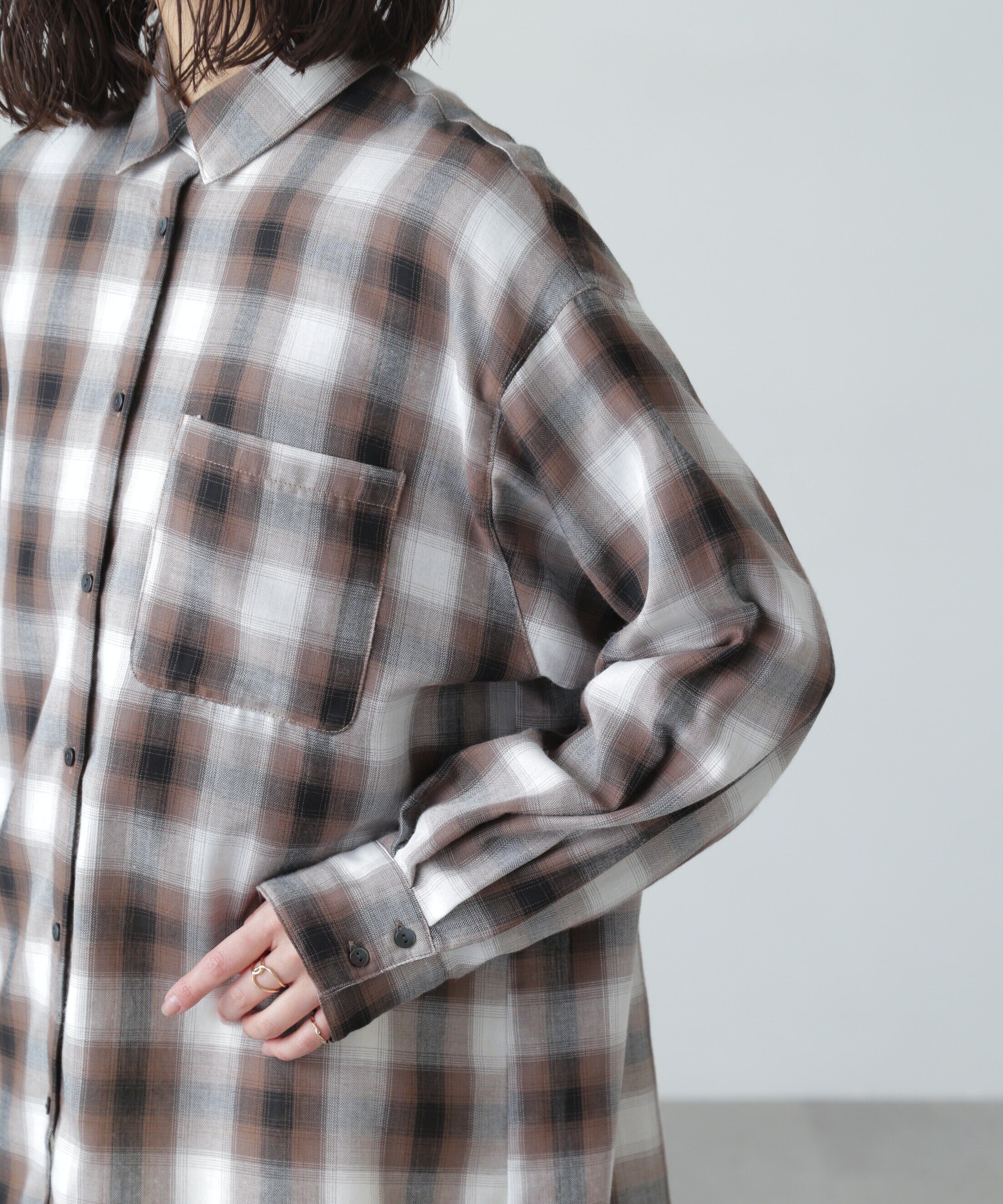  「オンブレチェックビッグシャツ」|シャツ・ブラウス|