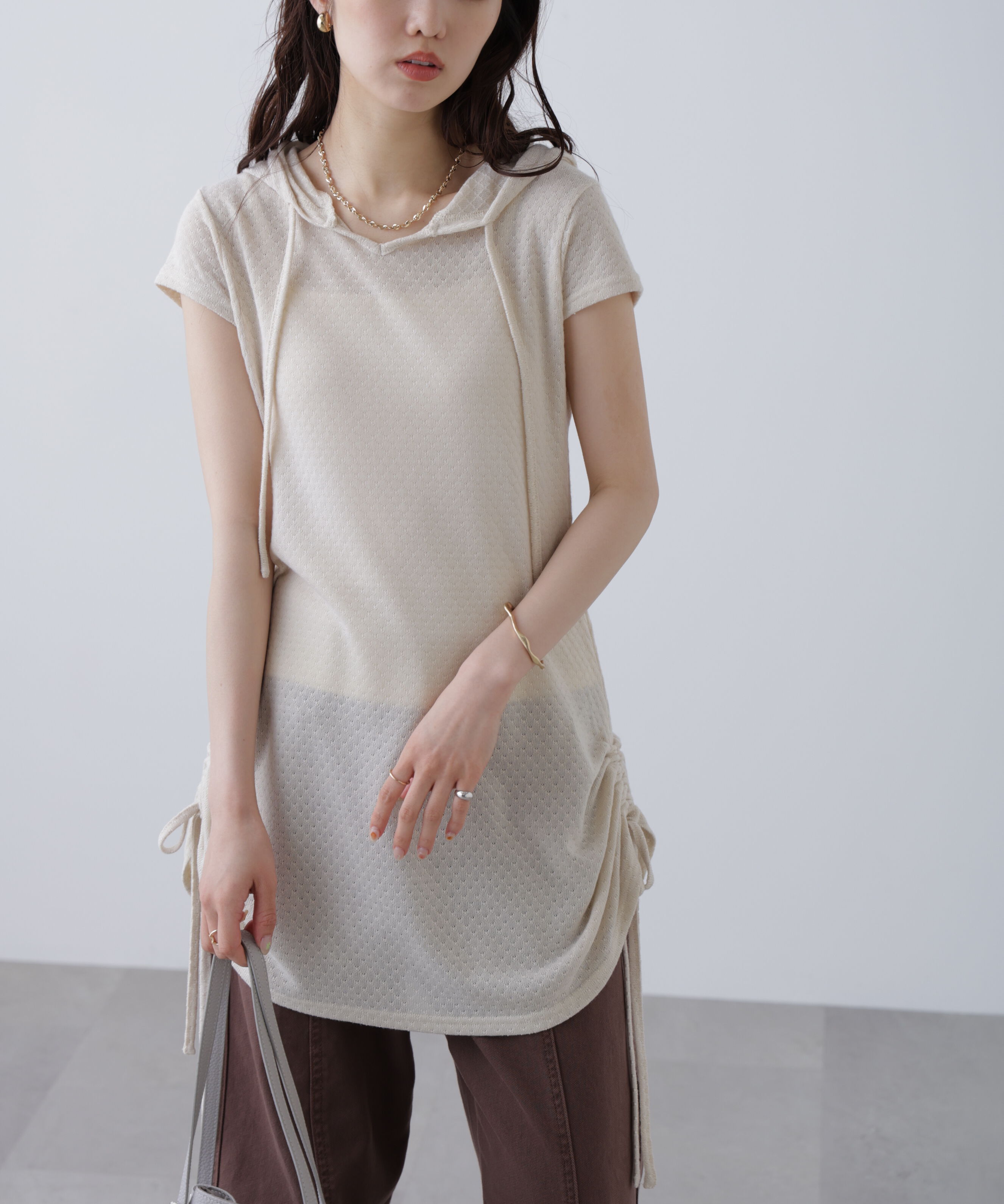  「サイドシャーリングフーディーミニワンピース」|ワンピース|