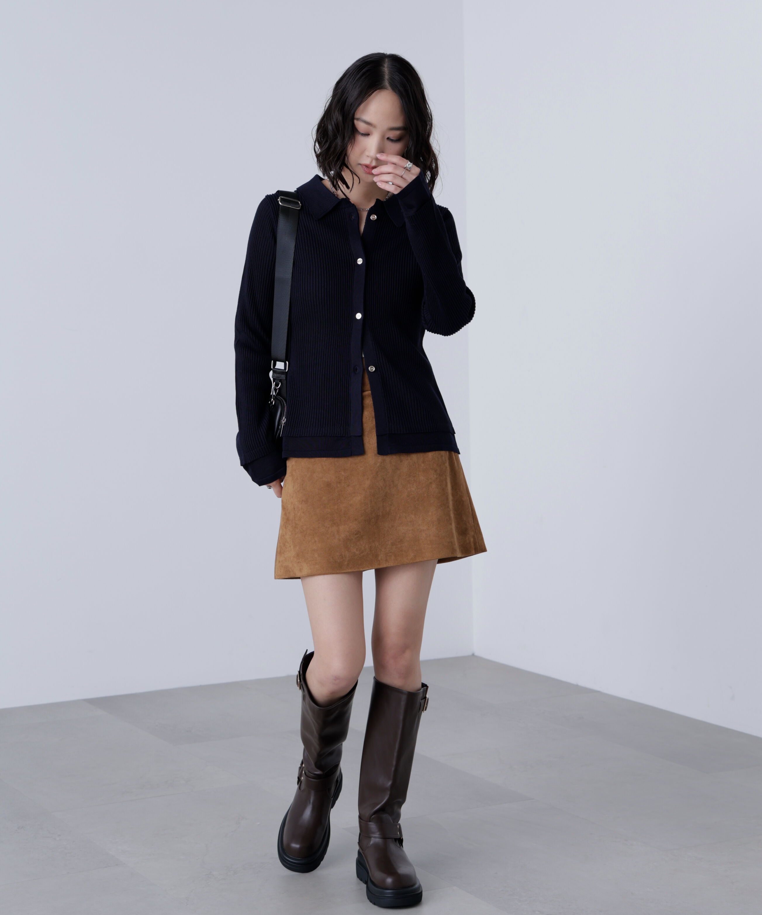  「金ボタン襟リブニット」|ニット・セーター|