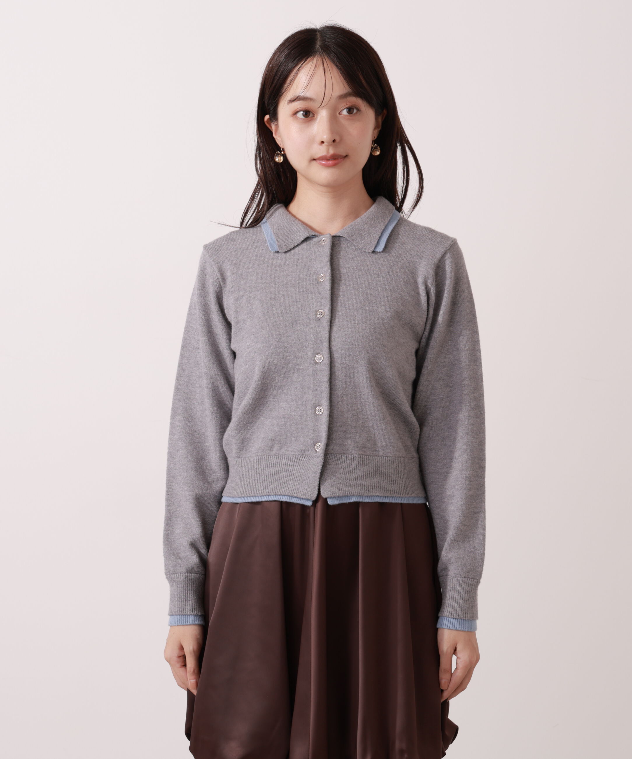 PROPORTION BODY DRESSING「＜ウォッシャブル＞ポロレイヤード風ニット」|カーディガン|