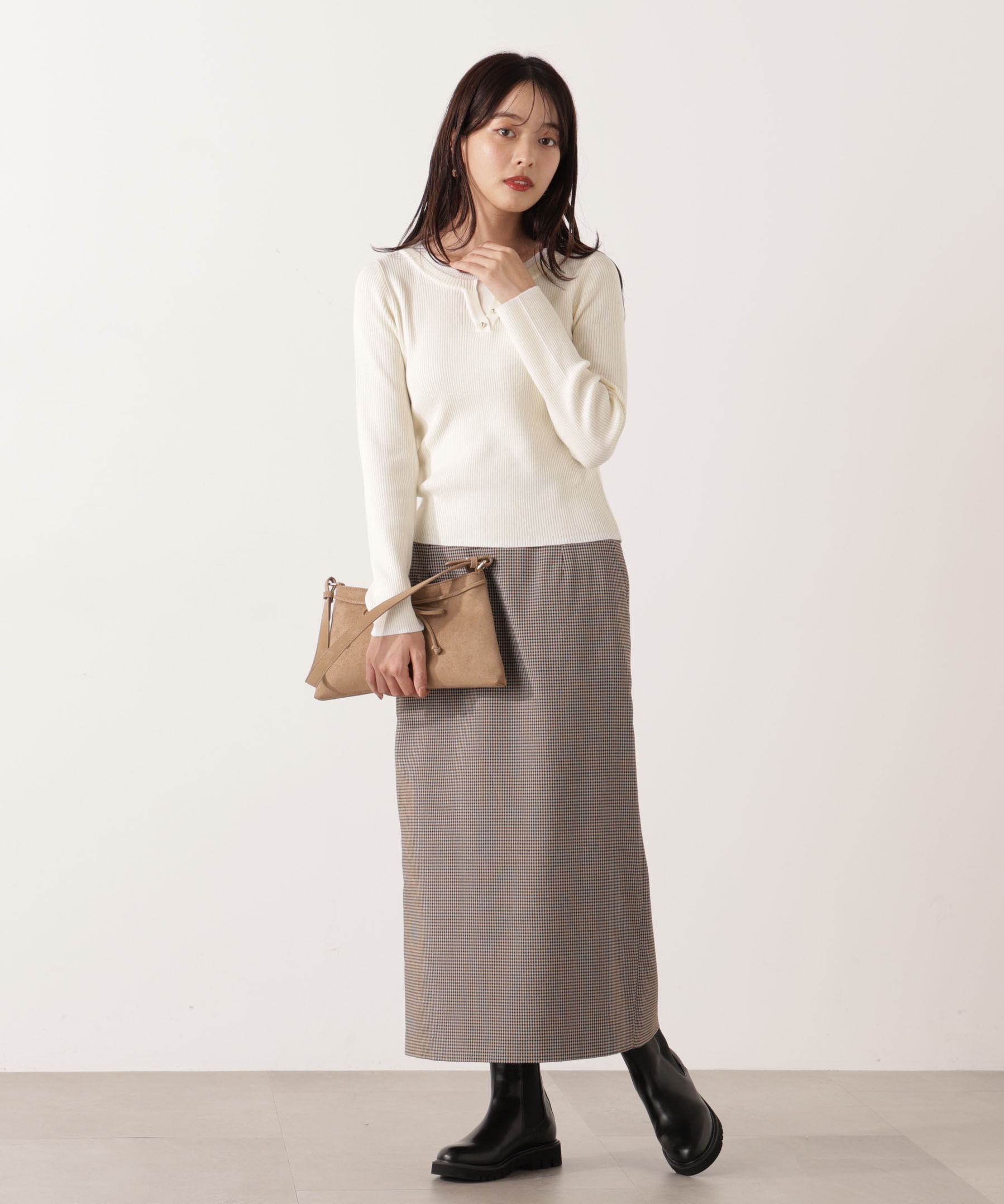 PROPORTION BODY DRESSING「ギンガムナロータイトスカート 25AW」|スカート|