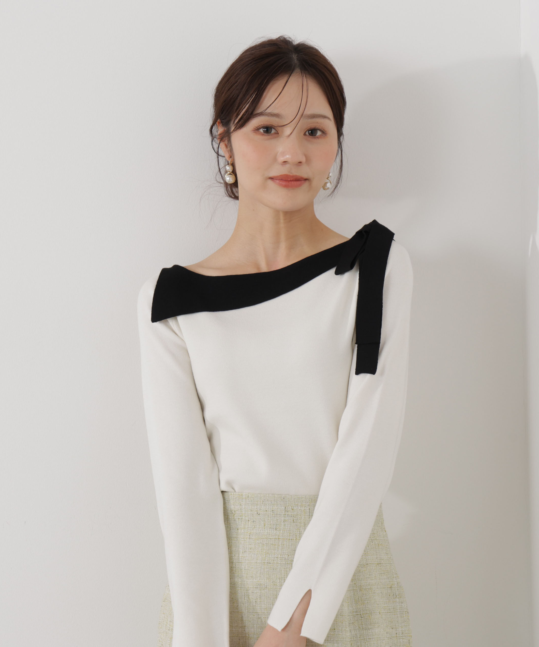 PROPORTION BODY DRESSING「＜ウォッシャブル/UV＞サイドリボン総針ニット」|ニット・セーター|