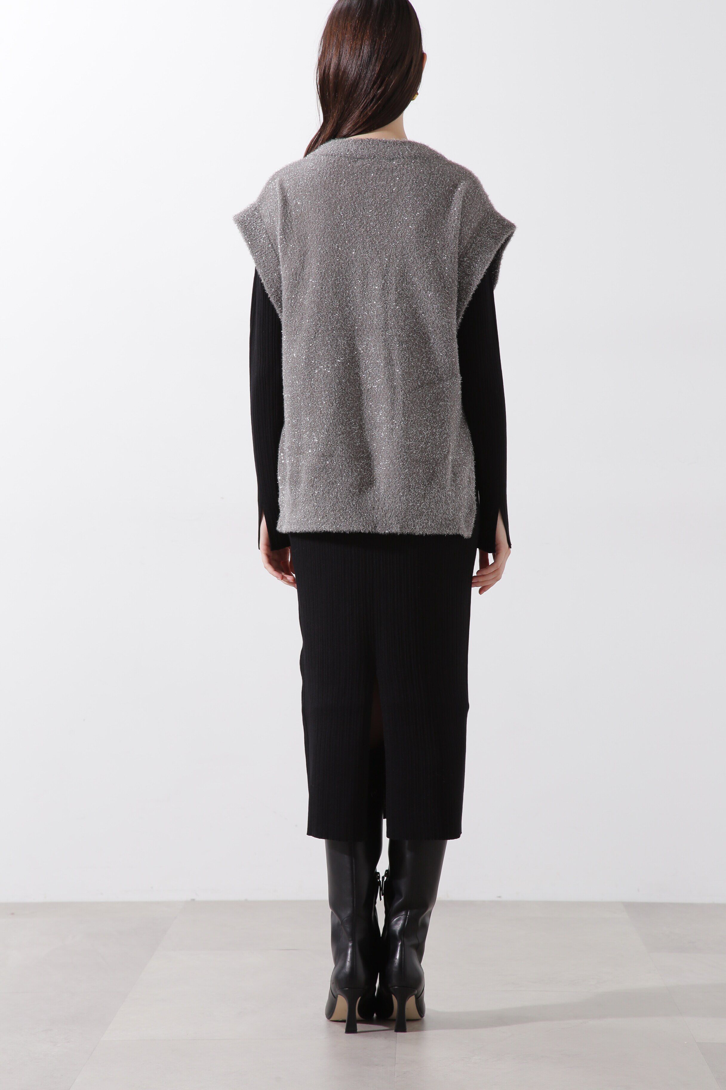  「ラメジレ付きニットワンピース」|ワンピース|