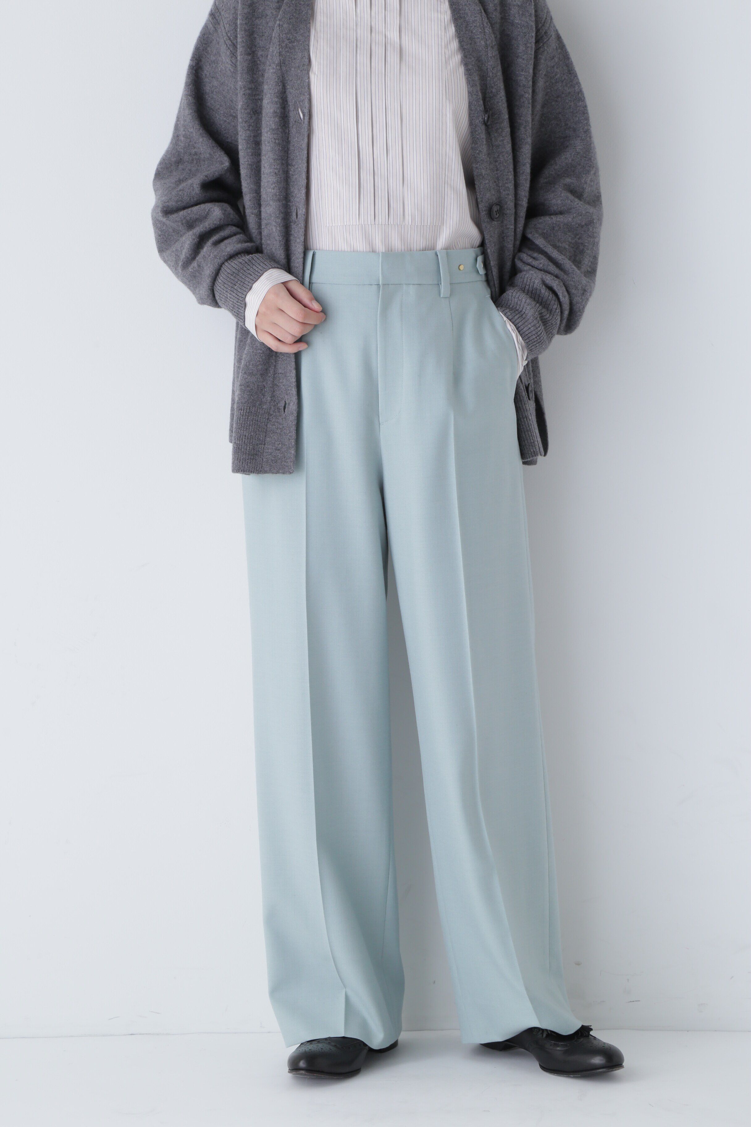  「◆センタープレスセミワイドパンツ」|その他|ライトグリー