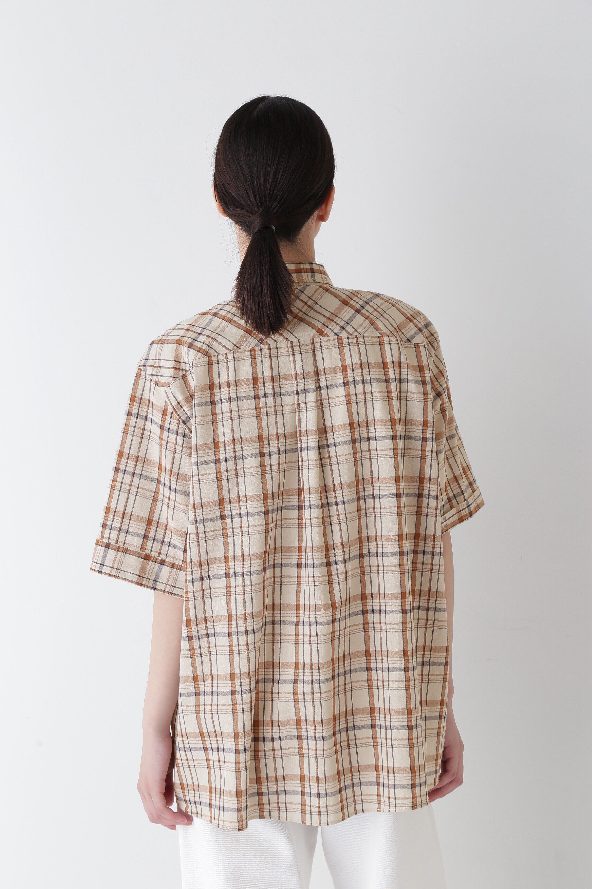  「◆綿麻半袖チェックシャツ」|シャツ・ブラウス|