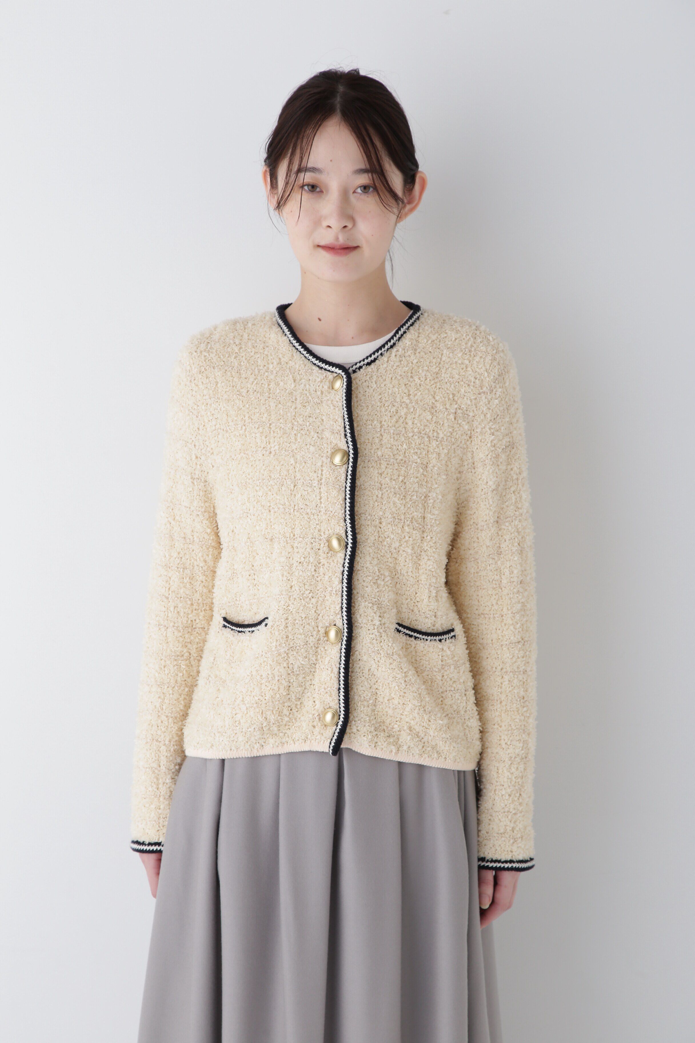  「◆花モールニットツイードジャケット」|ニット・セーター|