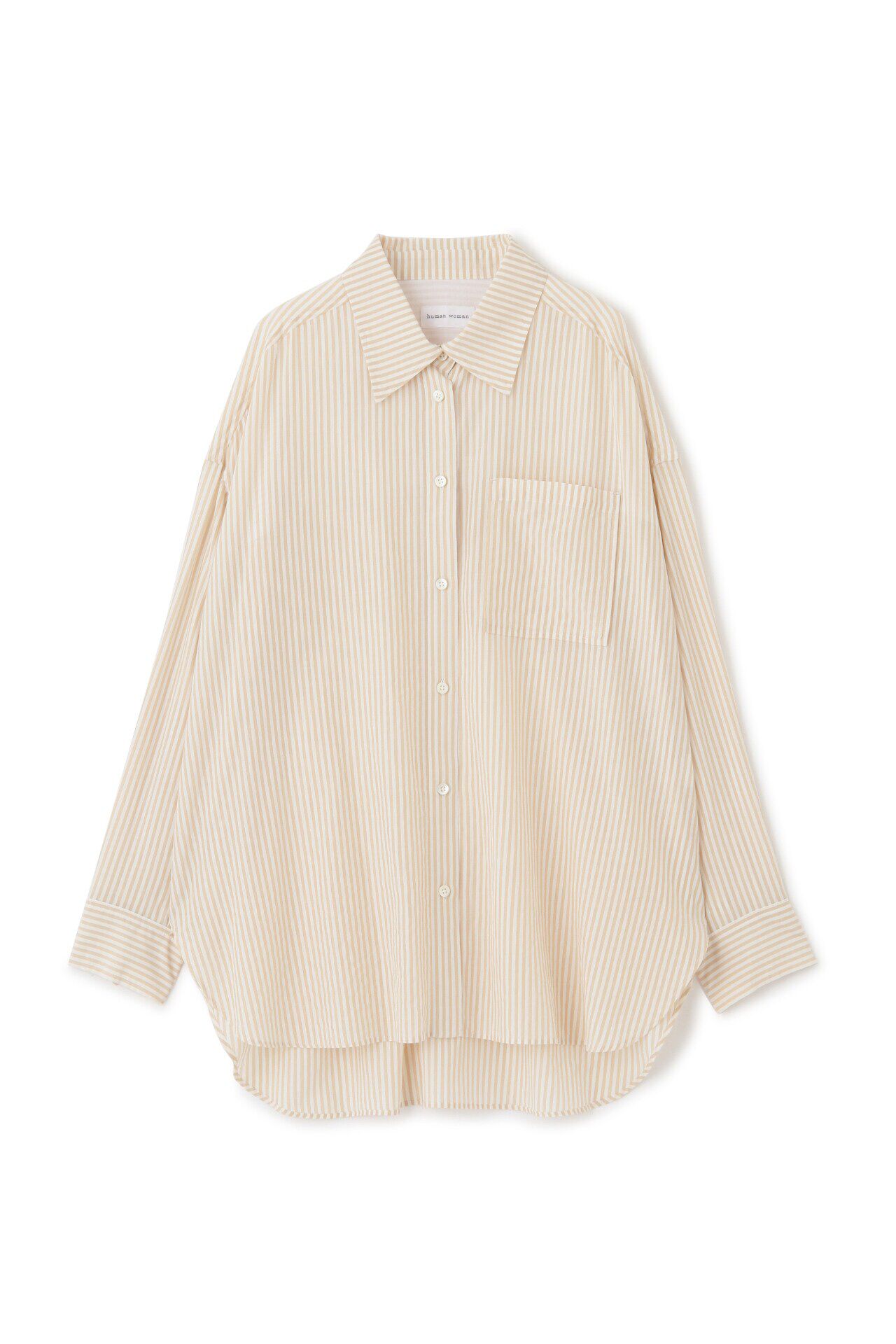  「◆オーガニックコットン混ストライプオーバーシャツ」|シャツ・ブラウス|