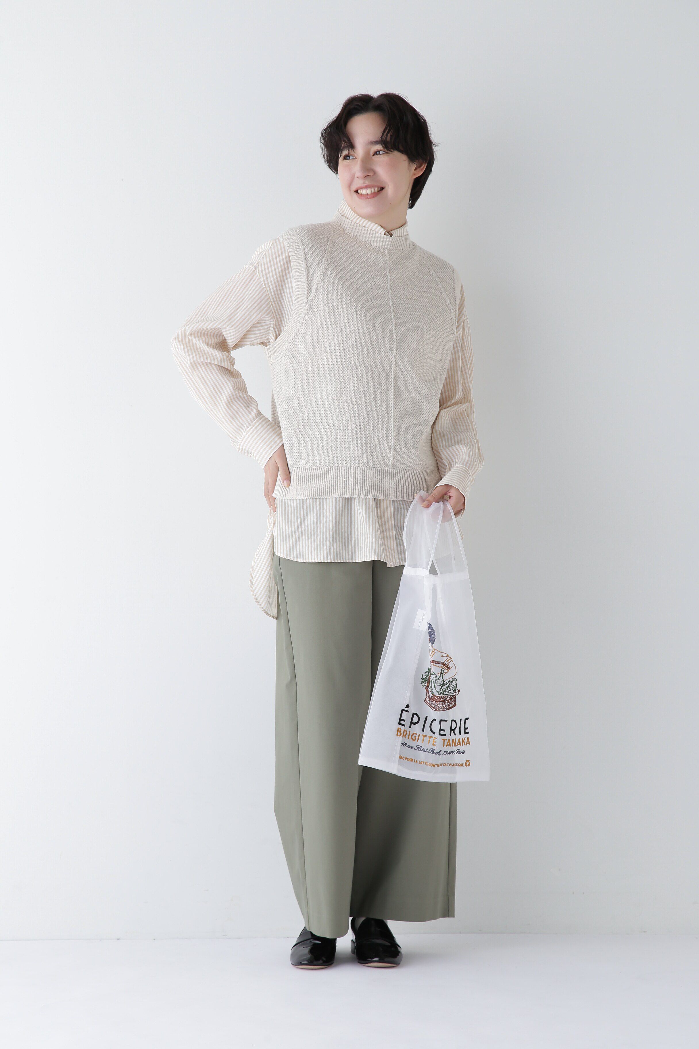  「◆オーガニックコットン混ストライプオーバーシャツ」|シャツ・ブラウス|