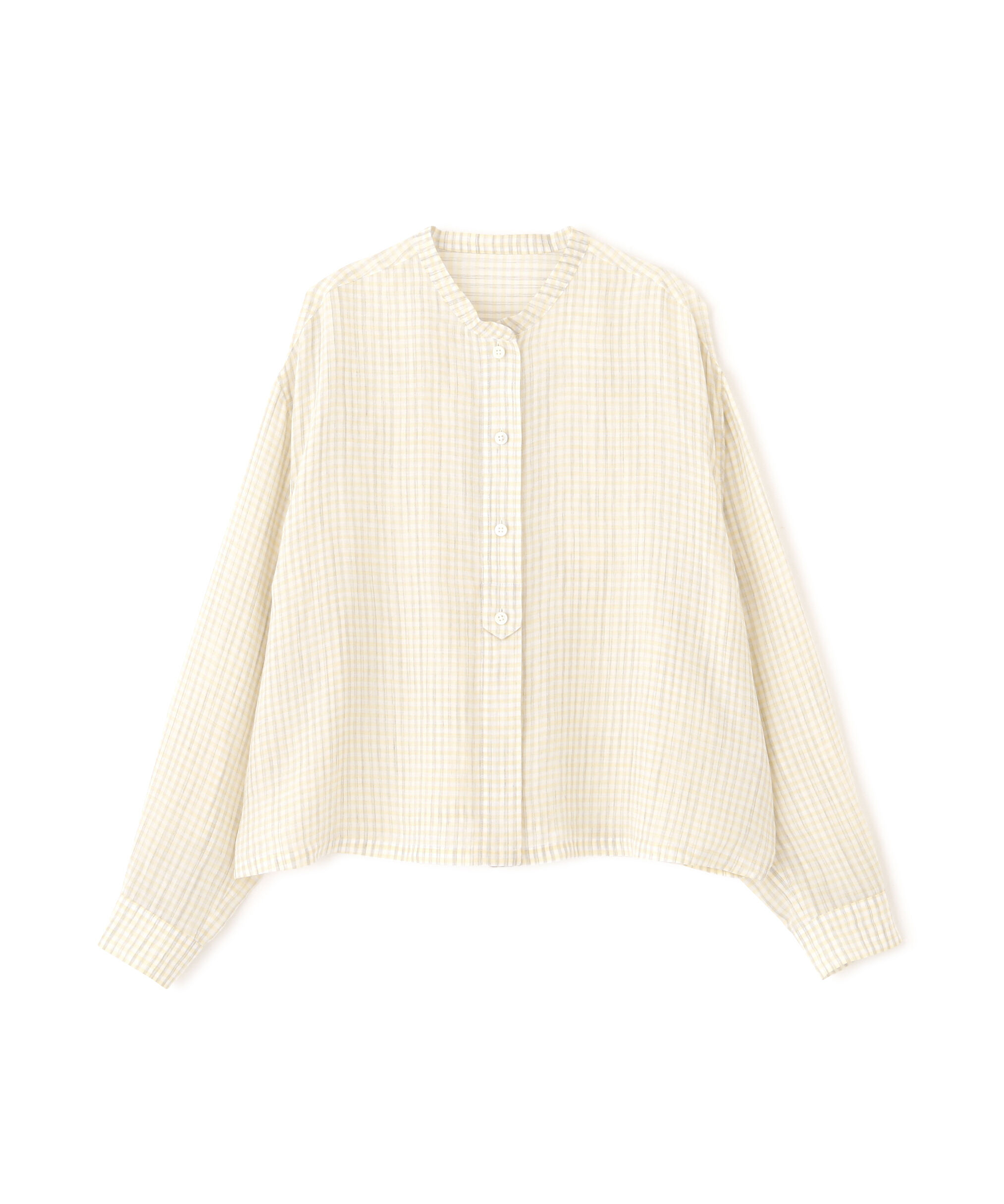  「◆ラミーバンドカラーギンガムシャツブラウス」|シャツ・ブラウス|