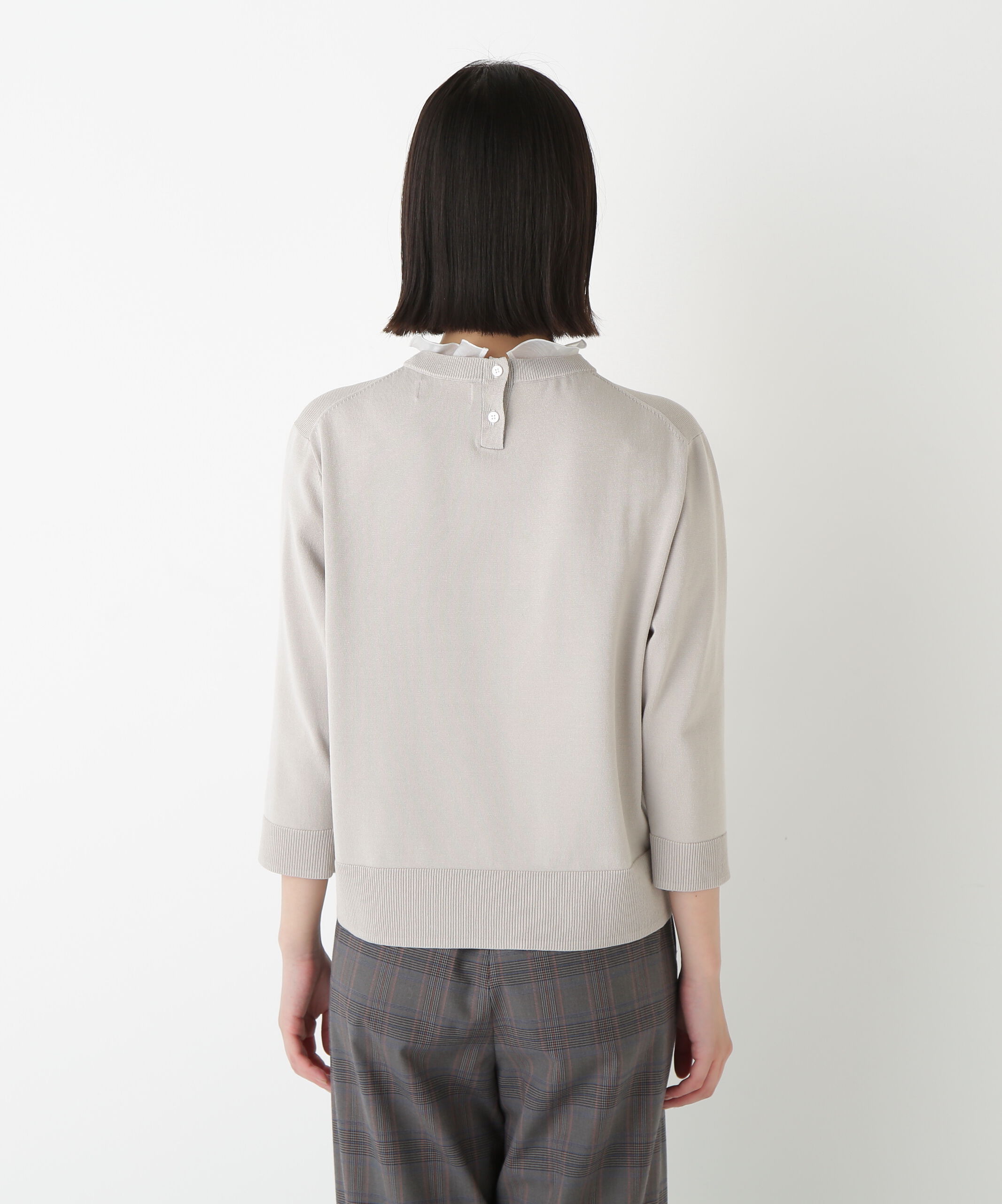  「◆綿ポリエステル取外し衿付プルオーバー」|ニット・セーター|