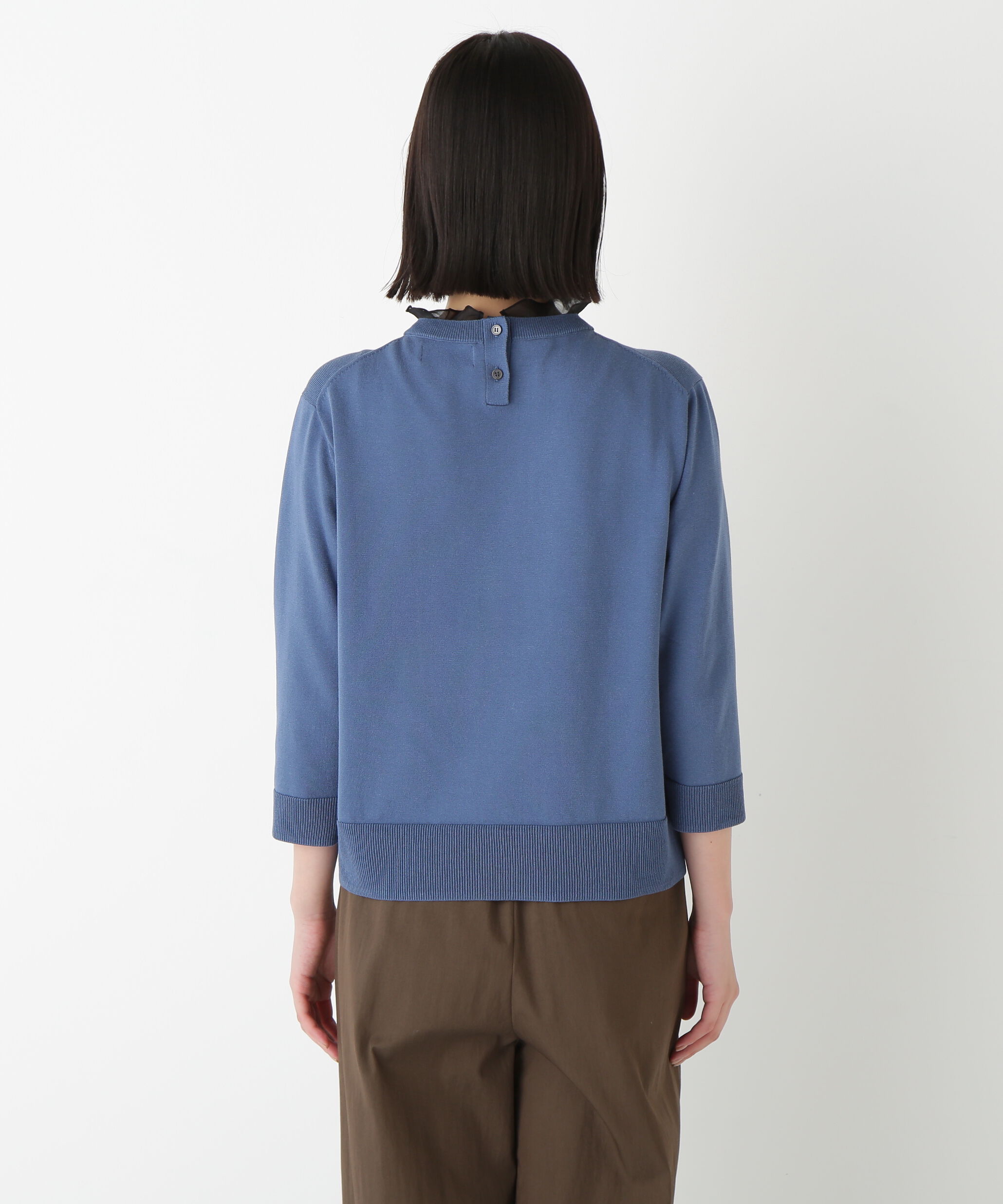  「◆綿ポリエステル取外し衿付プルオーバー」|ニット・セーター|