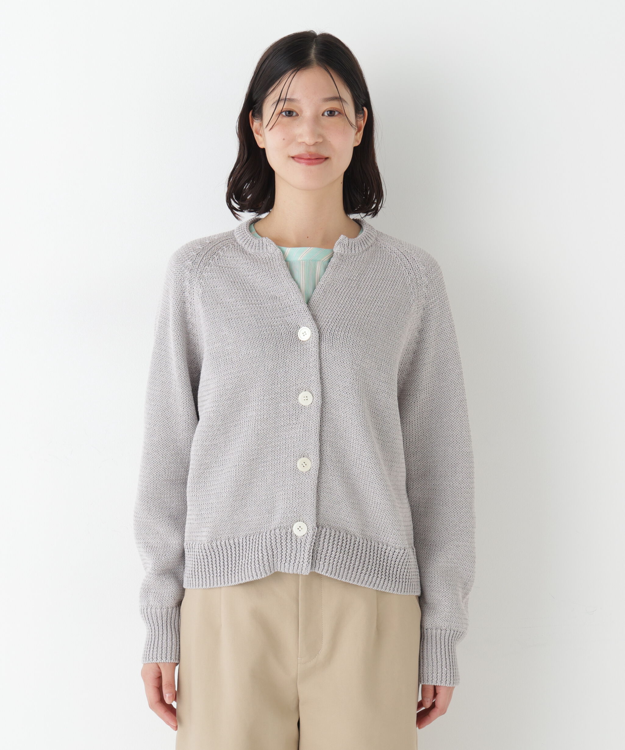  「◆ギマコットンキーネックカーディガン」|ニット・セーター|