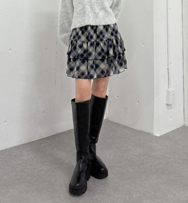 archives「チェックアソートシフォンティアードミニスカート」|スカート|