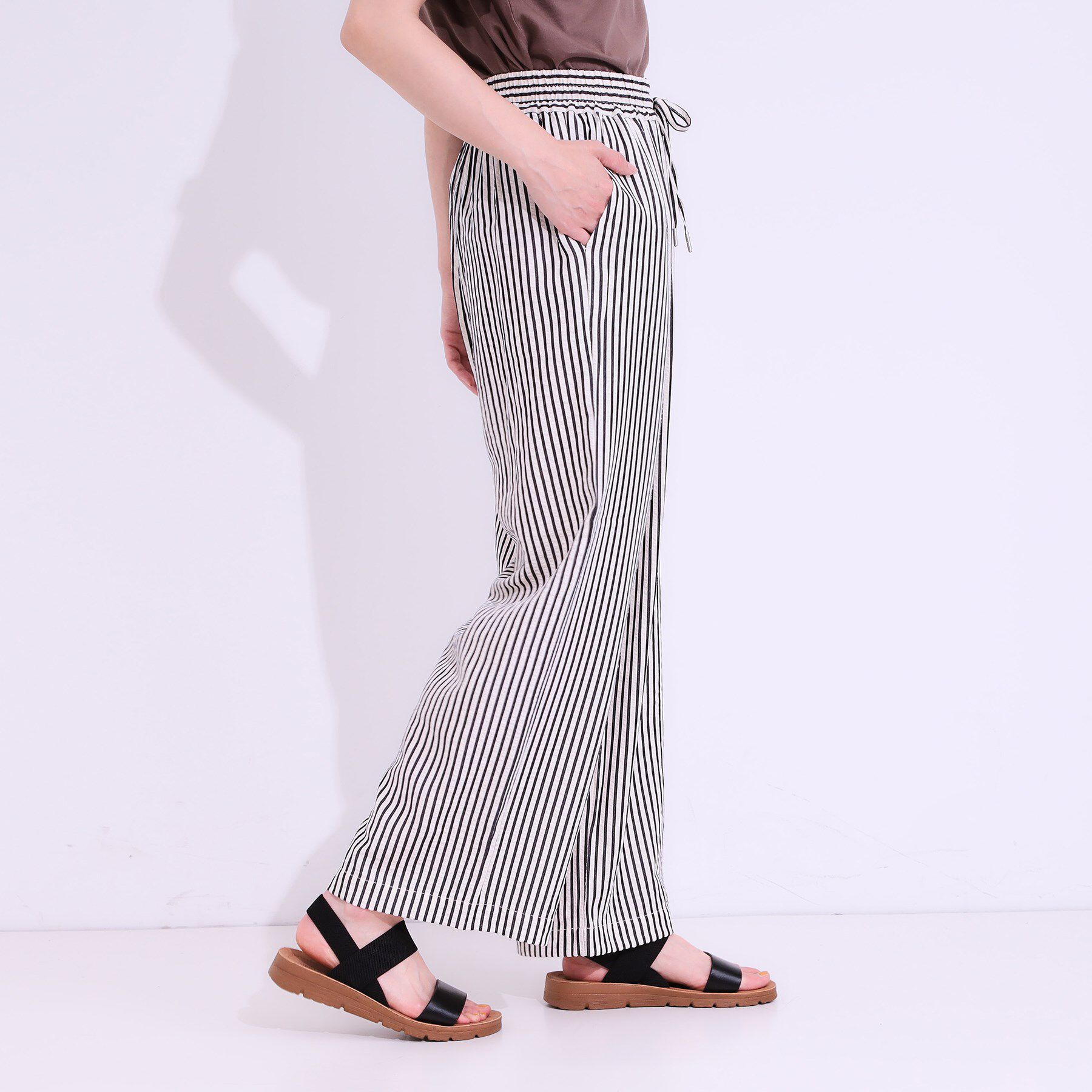 SHOO･LA･RUE「【セットアップ可能/ひんやり/吸水速乾】サッカーストライプイージーパンツ」|その他|