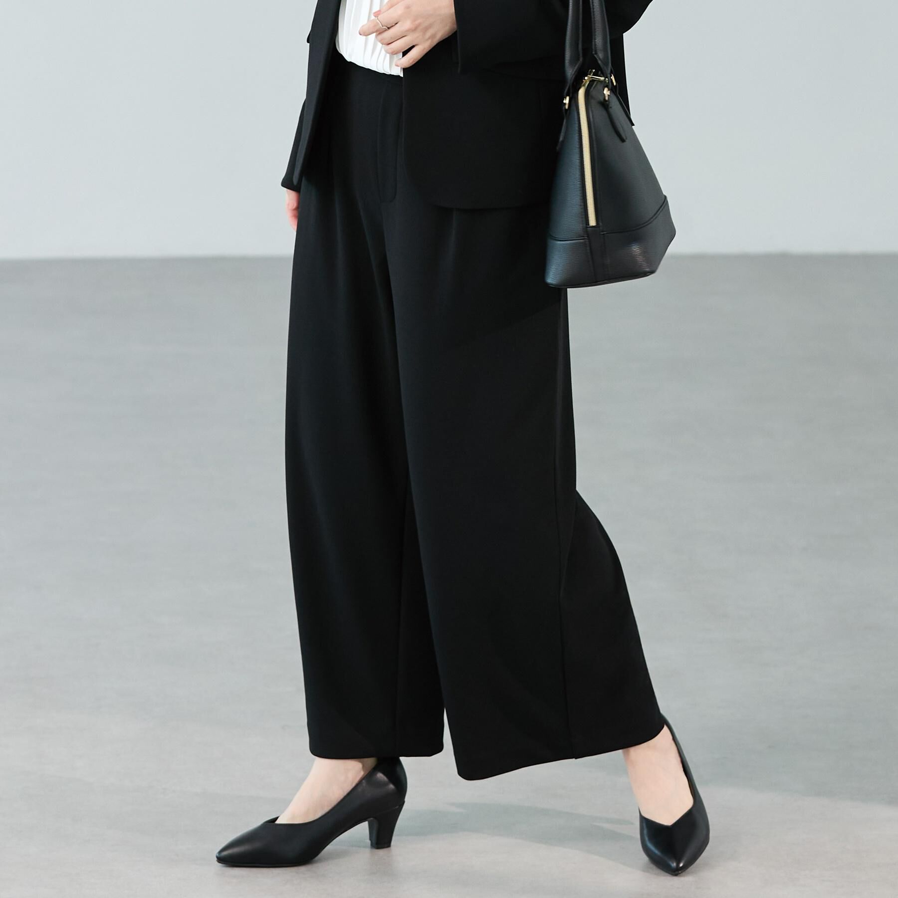 SHOO･LA･RUE「【洗濯機可/セットアップ可/S-3L】きちんと楽に。カットジョーゼットワイドパンツ」|その他|