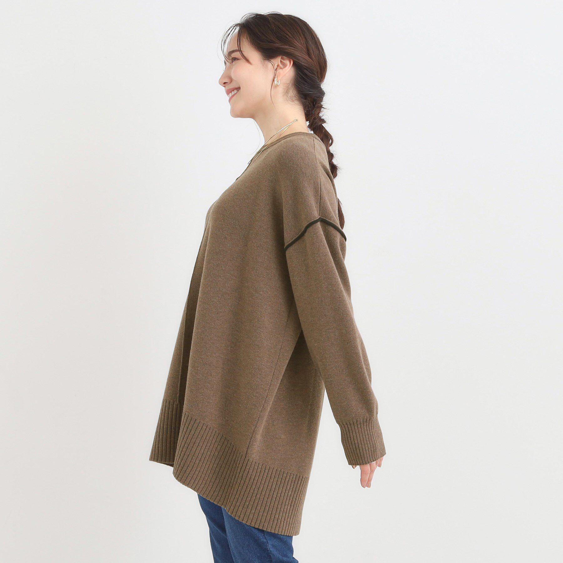 SHOO･LA･RUE「【洗濯機可/毛玉レス】上品に体型カバー チュニックニットワンピース」|チュニック|