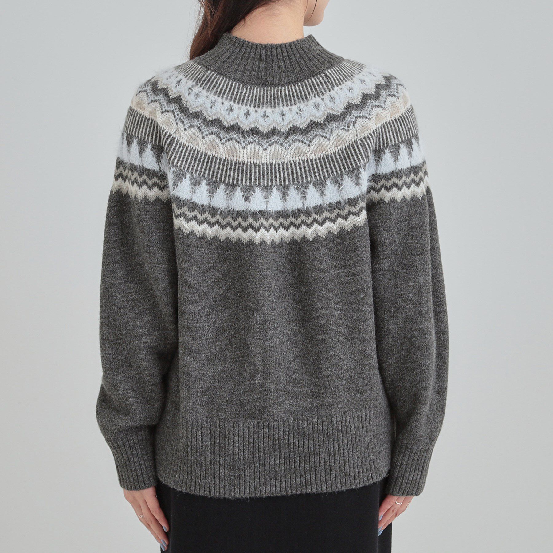 SHOO･LA･RUE「【洗濯機可/S-LL】配色が大人かわいい　フェアアイル柄求心ニット」|ニット・セーター|